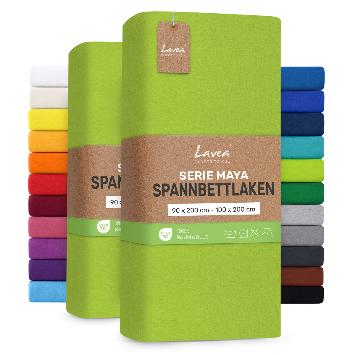 Spannbettlaken Maya, 2er Set, 100% Baumwolle