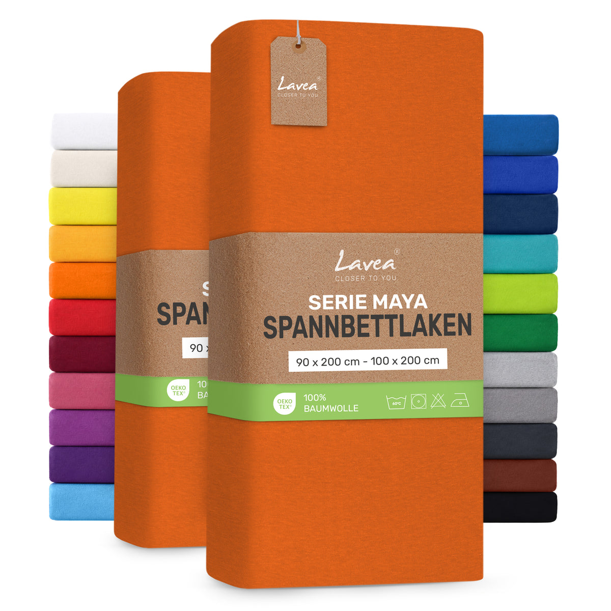 Spannbettlaken Maya, 2er Set, 100% Baumwolle