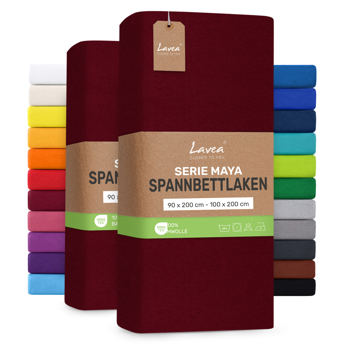 Spannbettlaken Maya, 2er Set, 100% Baumwolle
