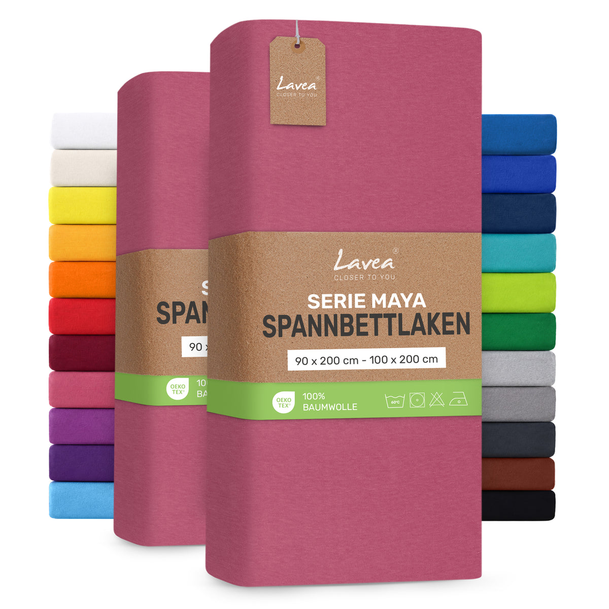 Spannbettlaken Maya, 2er Set, 100% Baumwolle