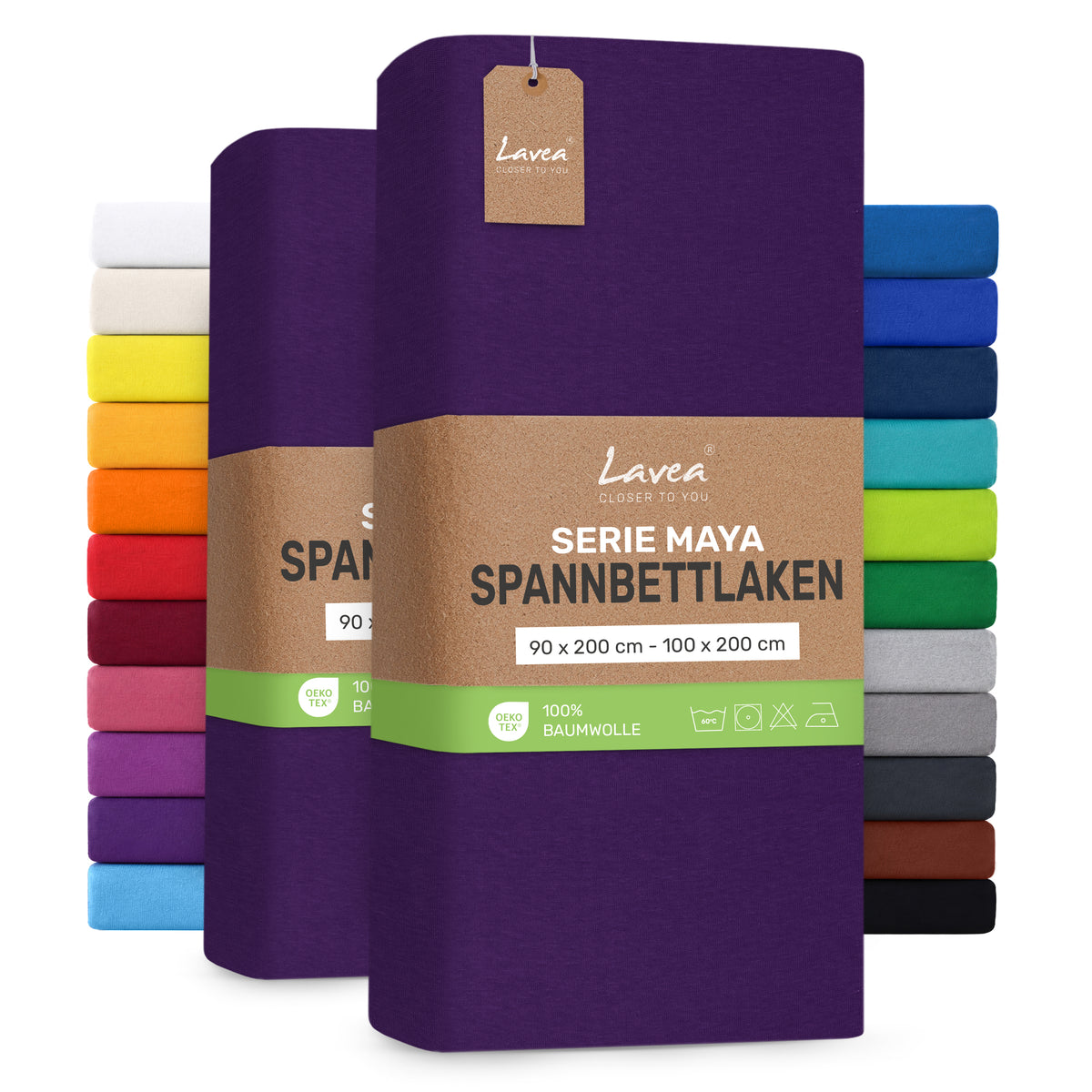 Spannbettlaken Maya, 2er Set, 100% Baumwolle
