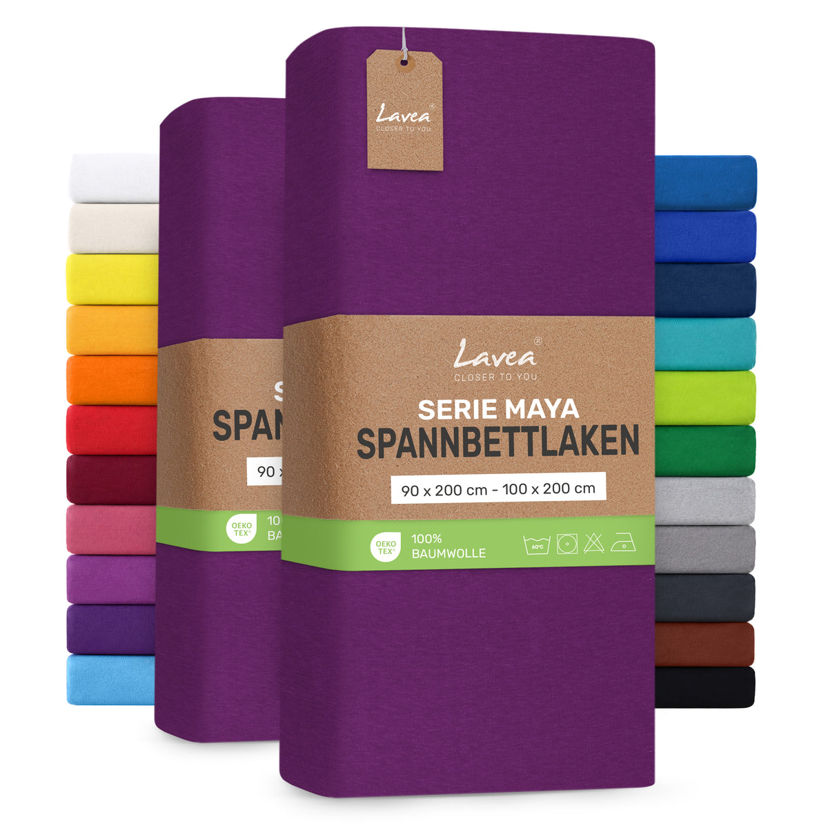 Spannbettlaken Maya, 2er Set, 100% Baumwolle