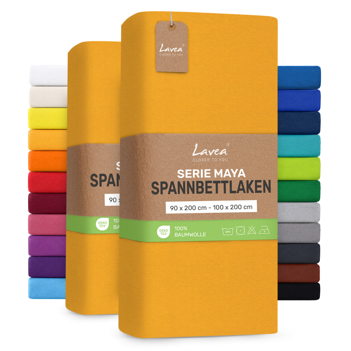 Spannbettlaken Maya, 2er Set, 100% Baumwolle