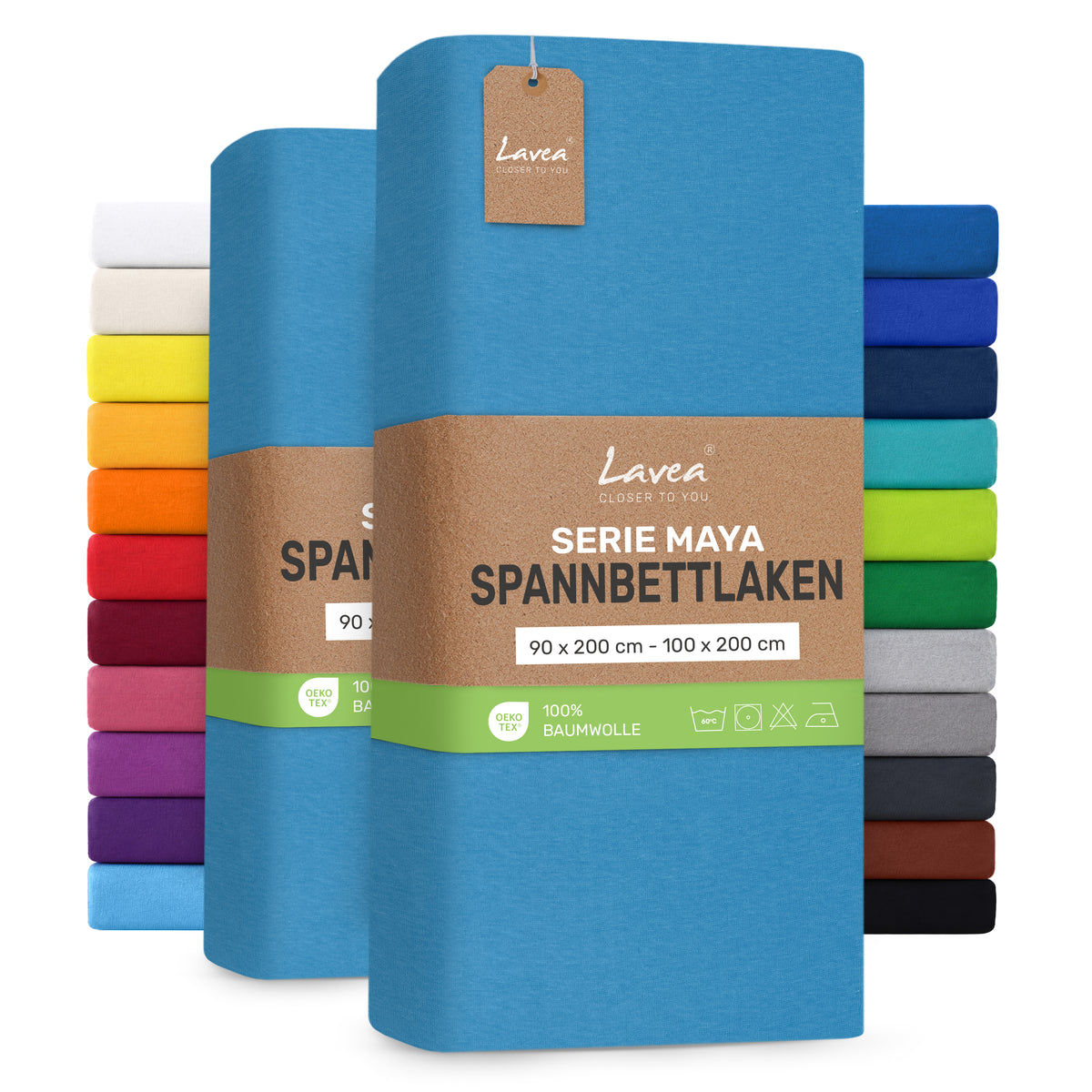 Spannbettlaken Maya, 2er Set, 100% Baumwolle