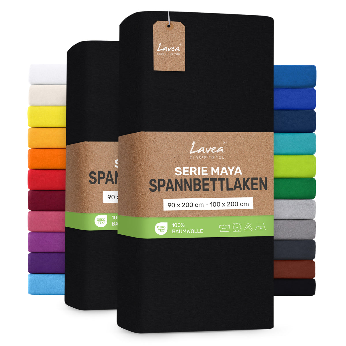 Spannbettlaken Maya, 2er Set, 100% Baumwolle