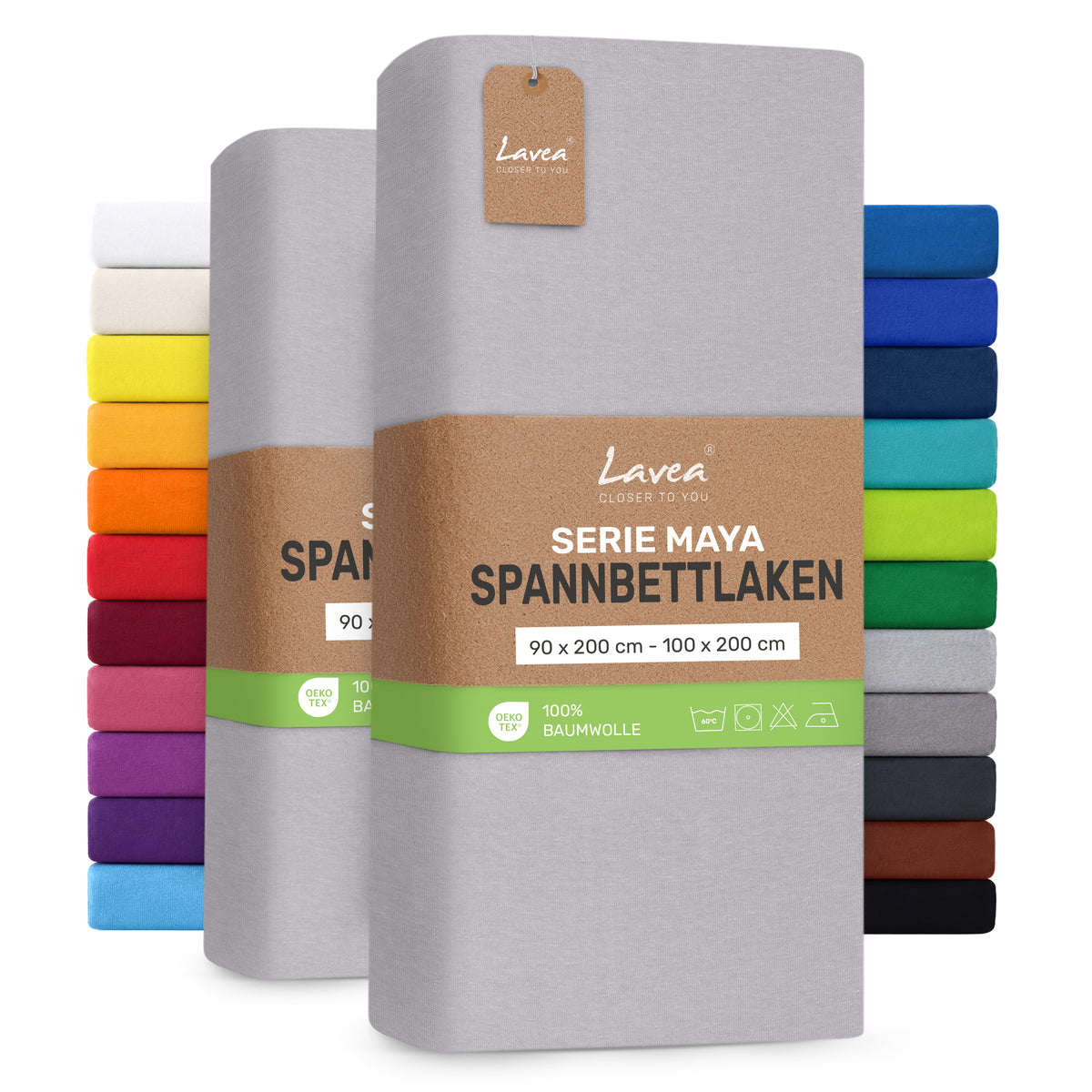 Spannbettlaken Maya, 2er Set, 100% Baumwolle