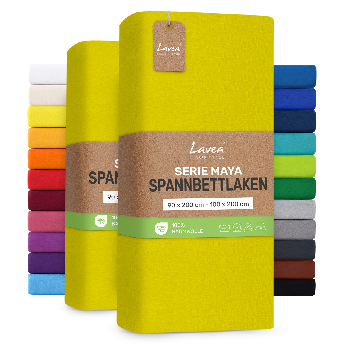 Spannbettlaken Maya, 2er Set, 100% Baumwolle