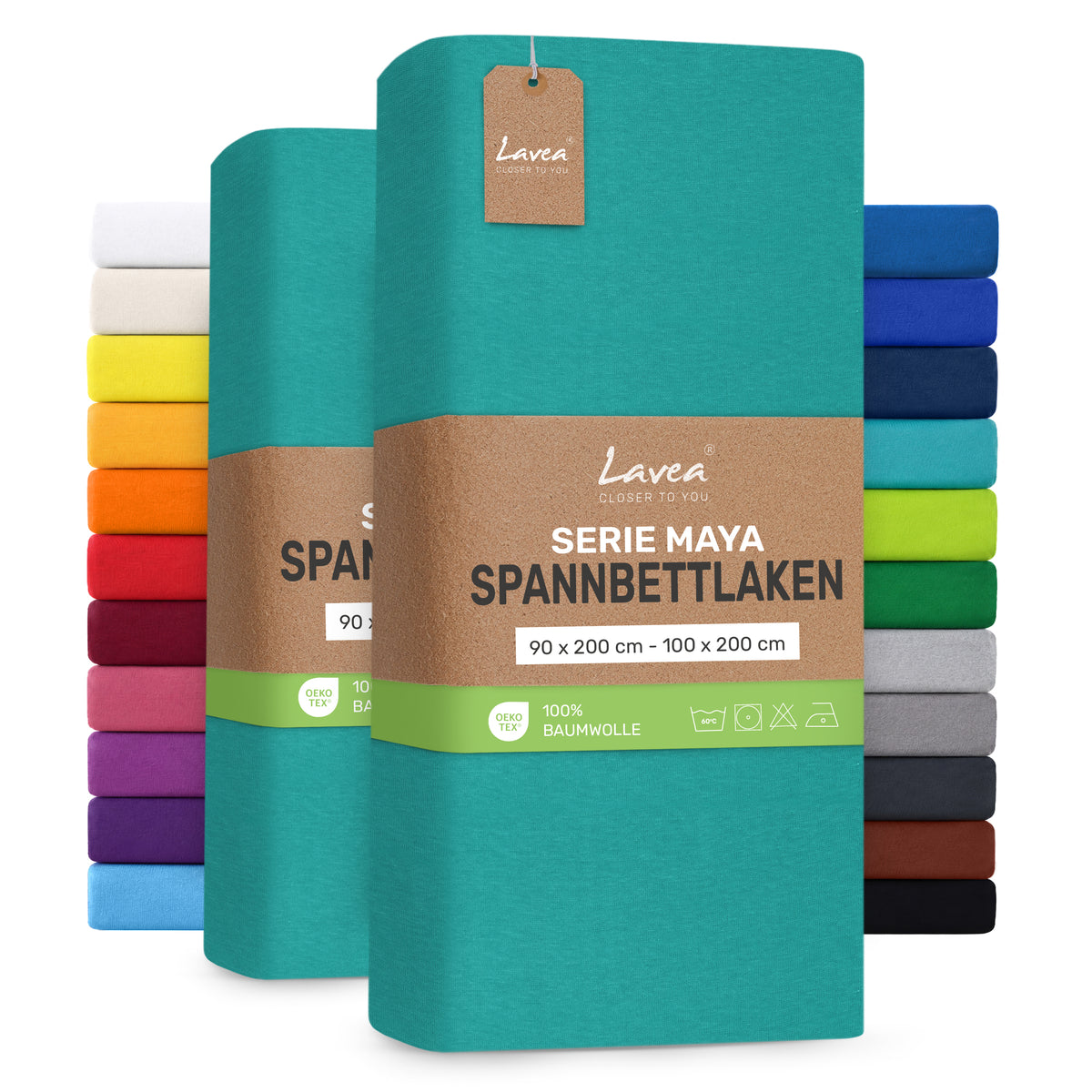 Spannbettlaken Maya, 2er Set, 100% Baumwolle