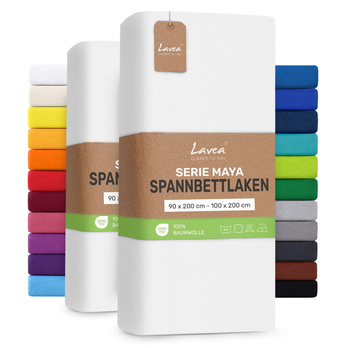 Spannbettlaken Maya, 2er Set, 100% Baumwolle