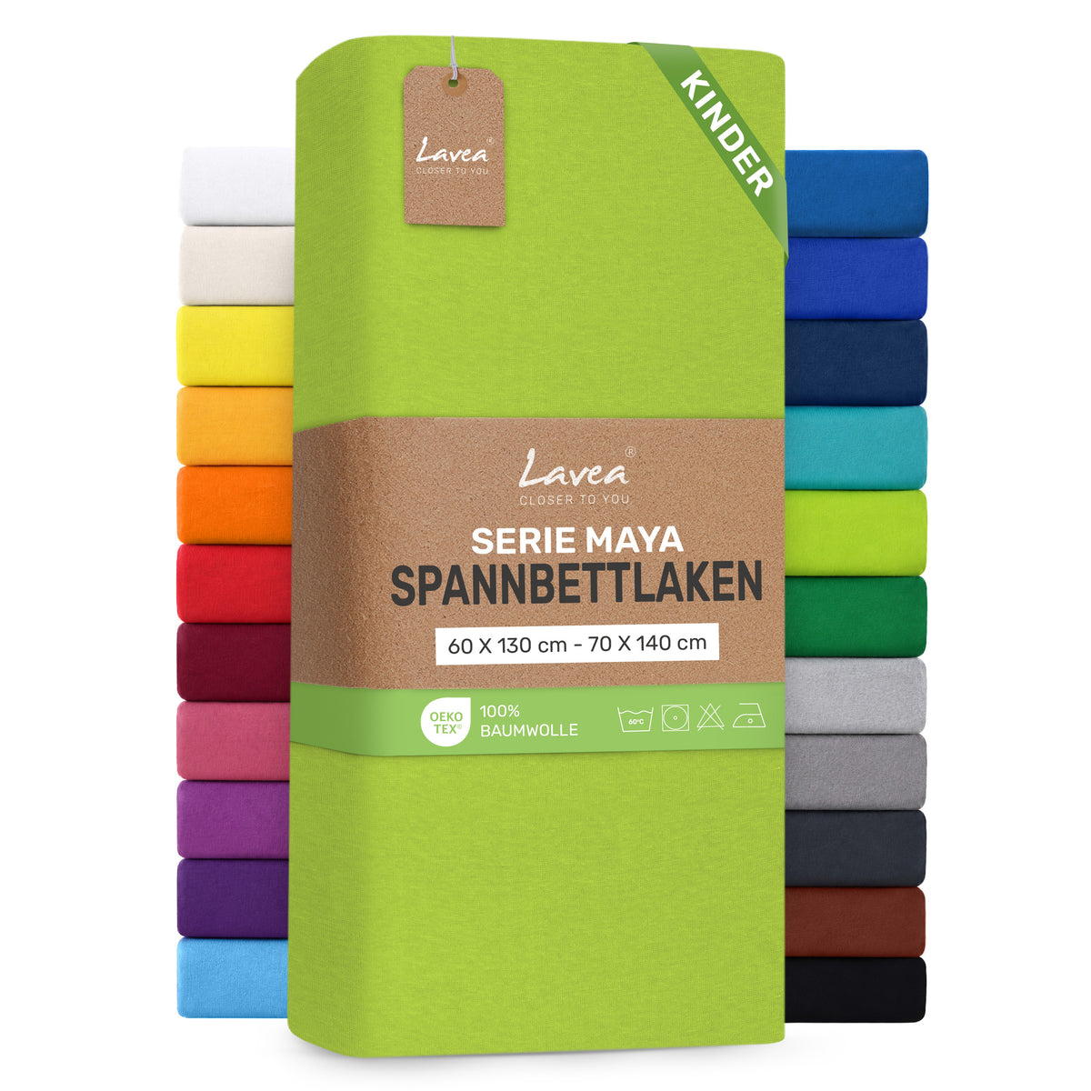 Spannbettlaken Maya aus Baumwolle, mit Rundumgummi, Matratzenhöhe bis 20 cm