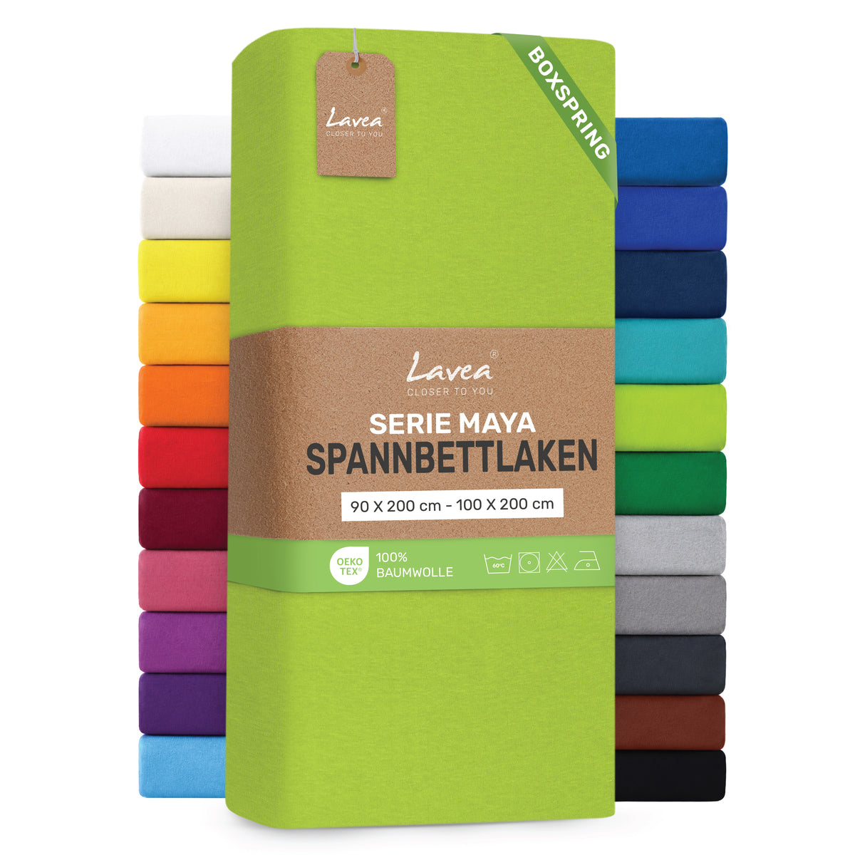 Spannbettlaken Maya Boxspring, 100% Baumwolle, Matratzenhöhe bis 35 cm