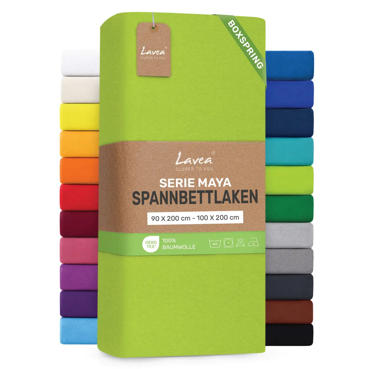 Spannbettlaken Maya Boxspring, 100% Baumwolle, Matratzenhöhe bis 35 cm