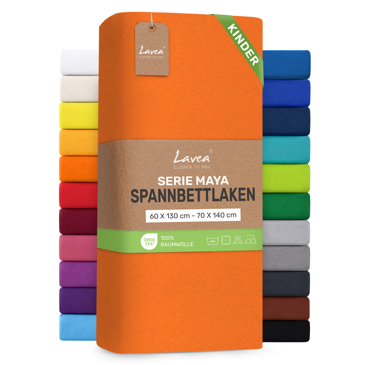 Spannbettlaken Maya aus Baumwolle, mit Rundumgummi, Matratzenhöhe bis 20 cm