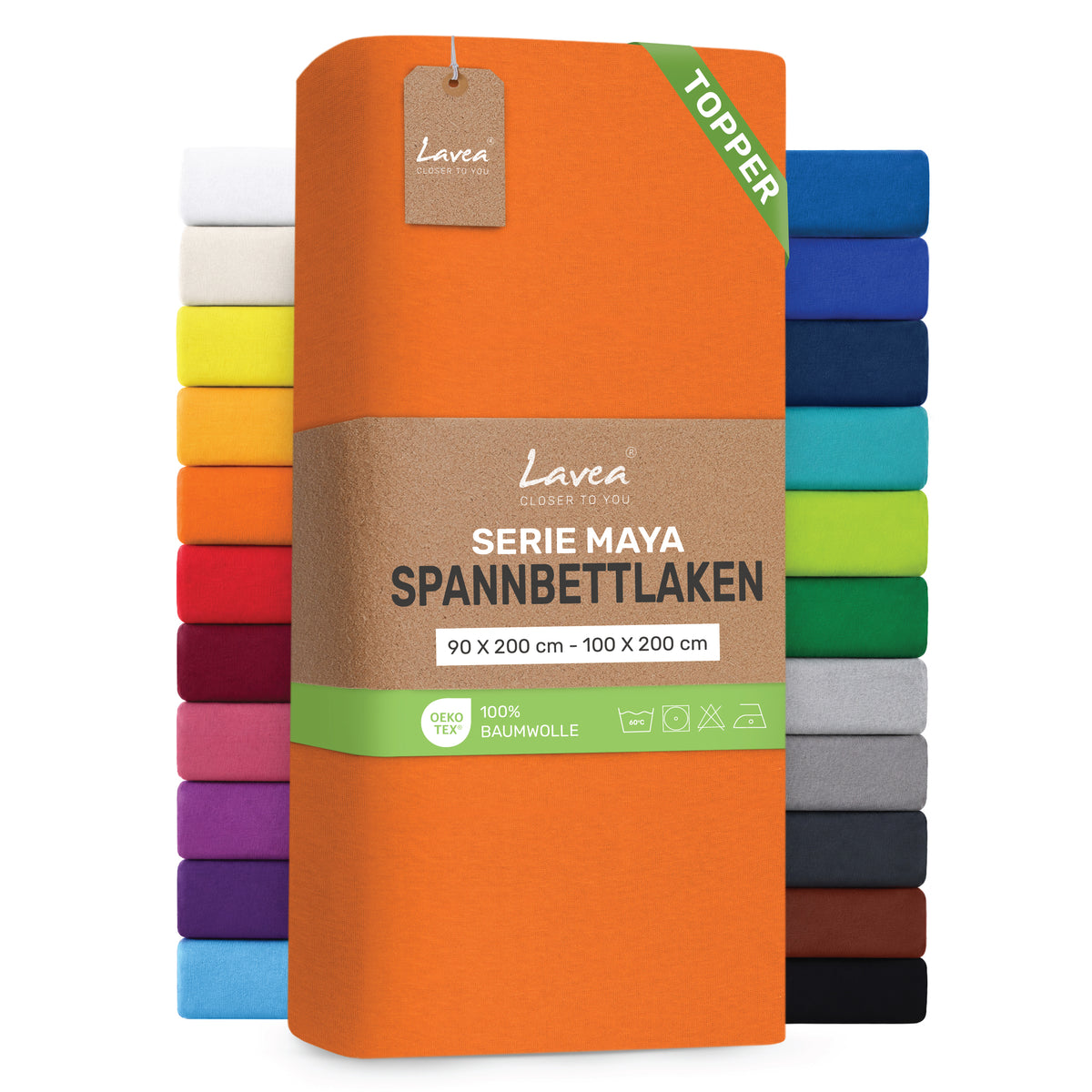 Spannbettlaken Maya für Topper, 100% Baumwolle, Matratzenhöhe bis 10 cm