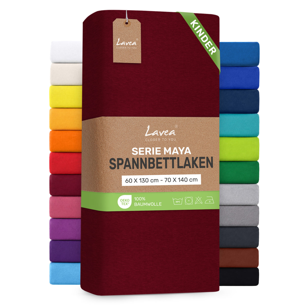 Spannbettlaken Maya aus Baumwolle, mit Rundumgummi, Matratzenhöhe bis 20 cm
