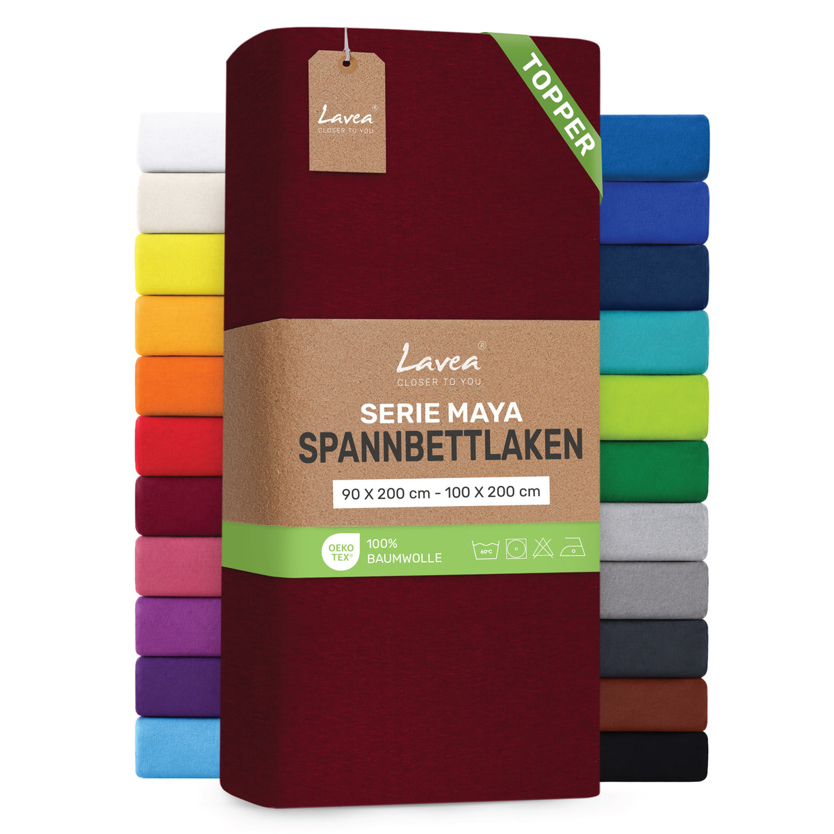 Spannbettlaken Maya für Topper, 100% Baumwolle, Matratzenhöhe bis 10 cm