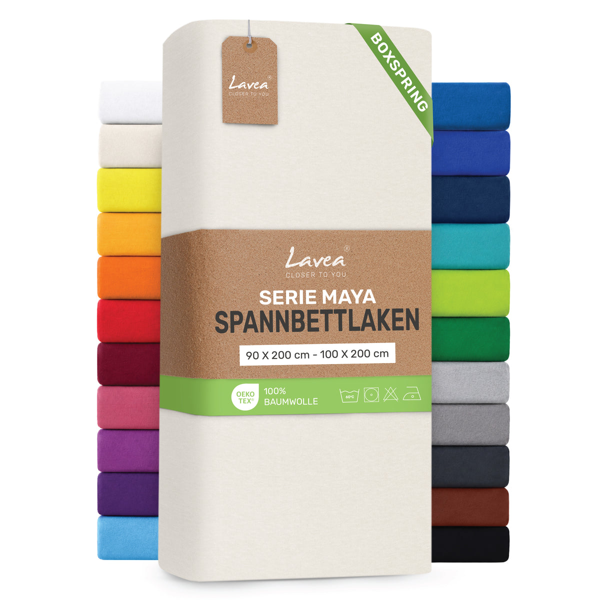 Spannbettlaken Maya Boxspring, 100% Baumwolle, Matratzenhöhe bis 35 cm