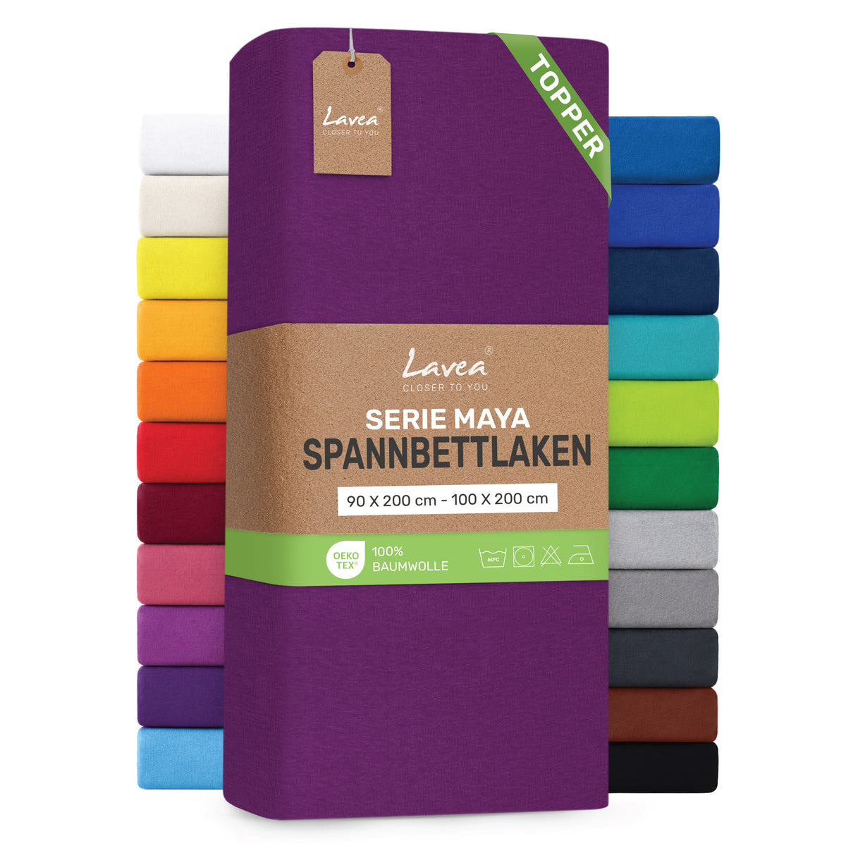 Spannbettlaken Maya für Topper, 100% Baumwolle, Matratzenhöhe bis 10 cm