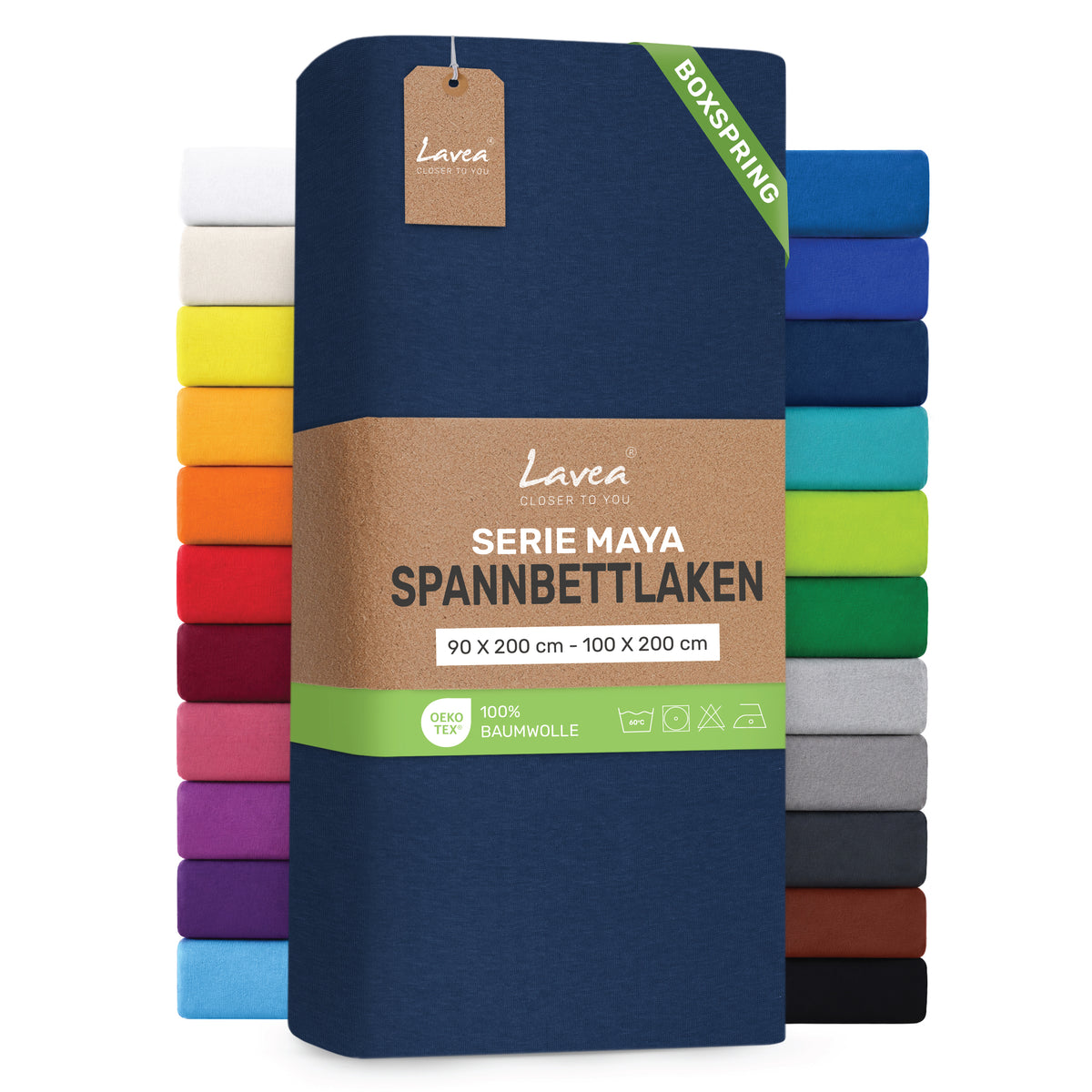 Spannbettlaken Maya Boxspring, 100% Baumwolle, Matratzenhöhe bis 35 cm