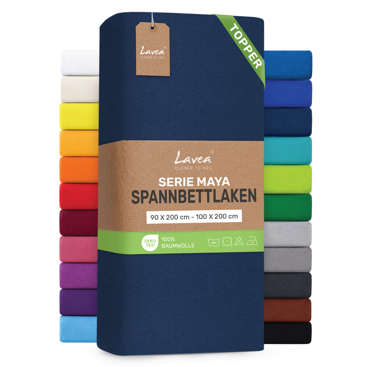 Spannbettlaken Maya für Topper, 100% Baumwolle, Matratzenhöhe bis 10 cm