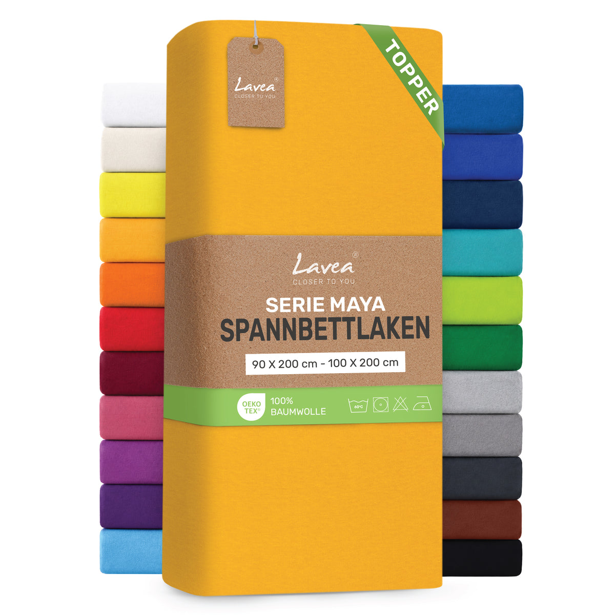 Spannbettlaken Maya für Topper, 100% Baumwolle, Matratzenhöhe bis 10 cm