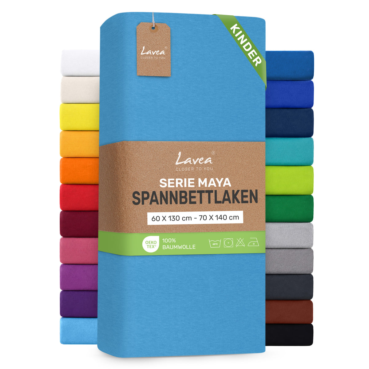 Spannbettlaken Maya aus Baumwolle, mit Rundumgummi, Matratzenhöhe bis 20 cm