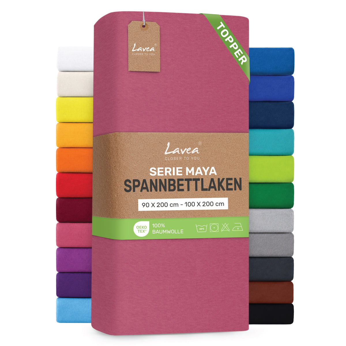 Spannbettlaken Maya für Topper, 100% Baumwolle, Matratzenhöhe bis 10 cm