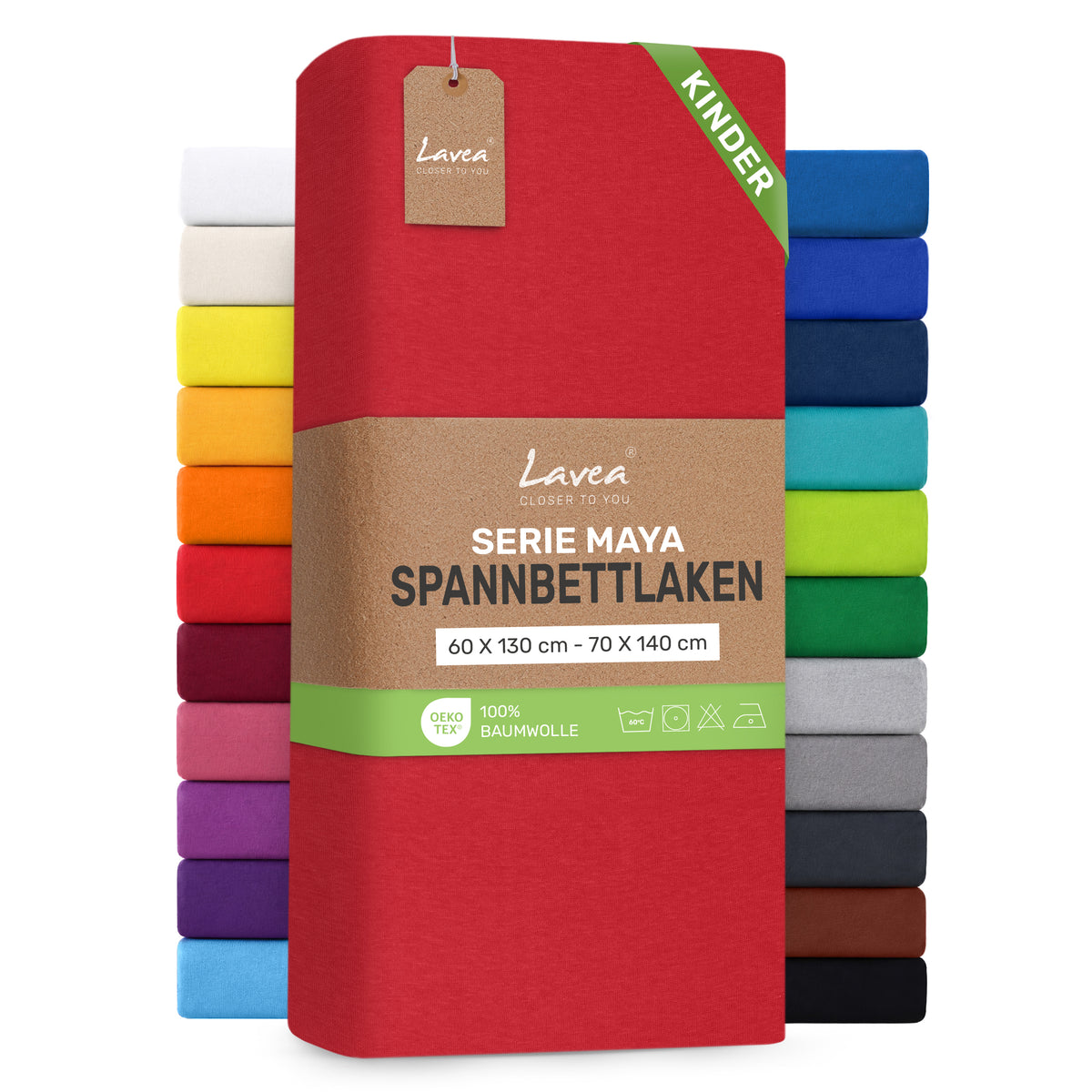Spannbettlaken Maya aus Baumwolle, mit Rundumgummi, Matratzenhöhe bis 20 cm