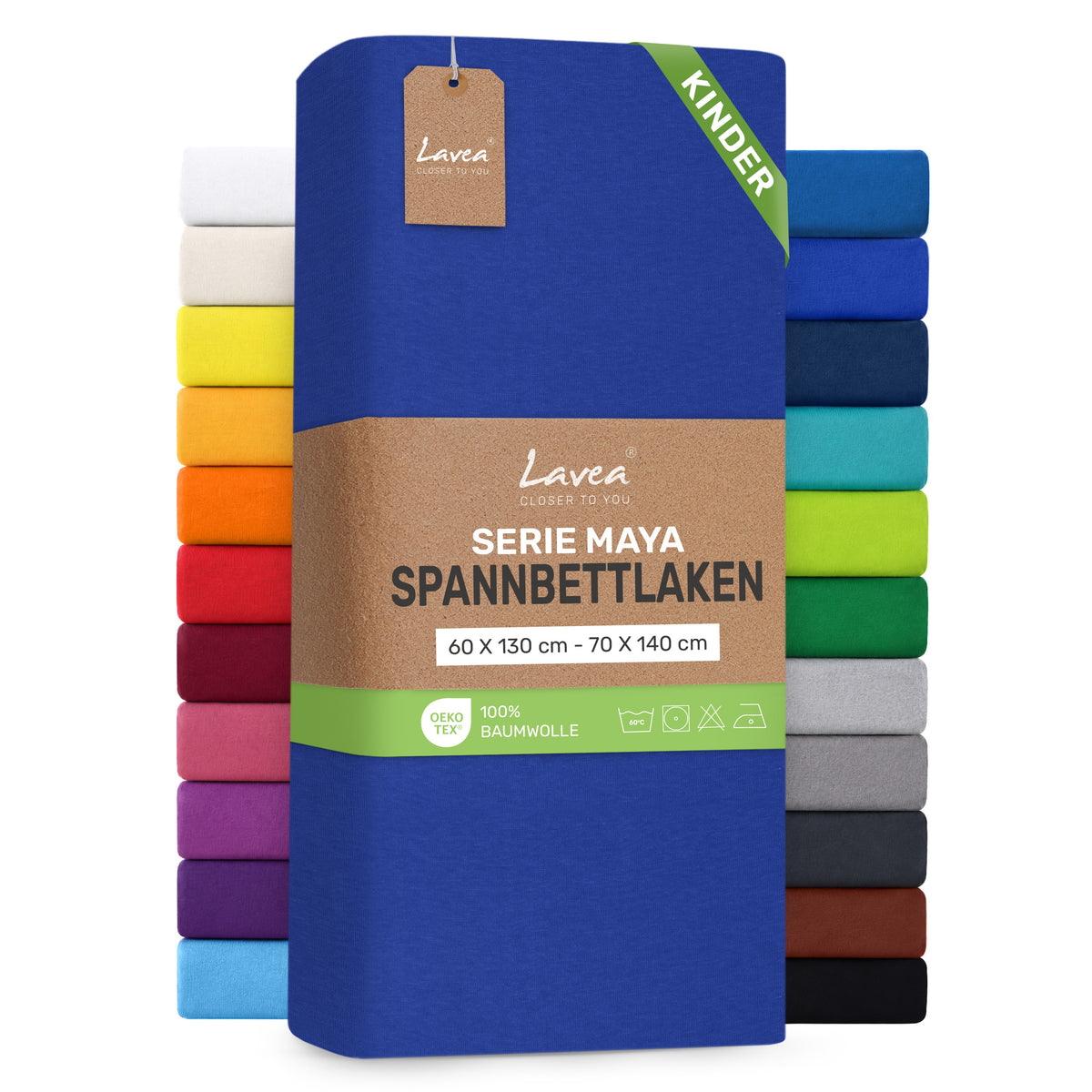 Spannbettlaken Maya aus Baumwolle, mit Rundumgummi, Matratzenhöhe bis 20 cm