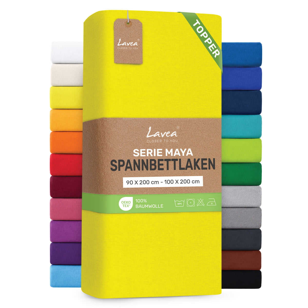 Spannbettlaken Maya für Topper, 100% Baumwolle, Matratzenhöhe bis 10 cm