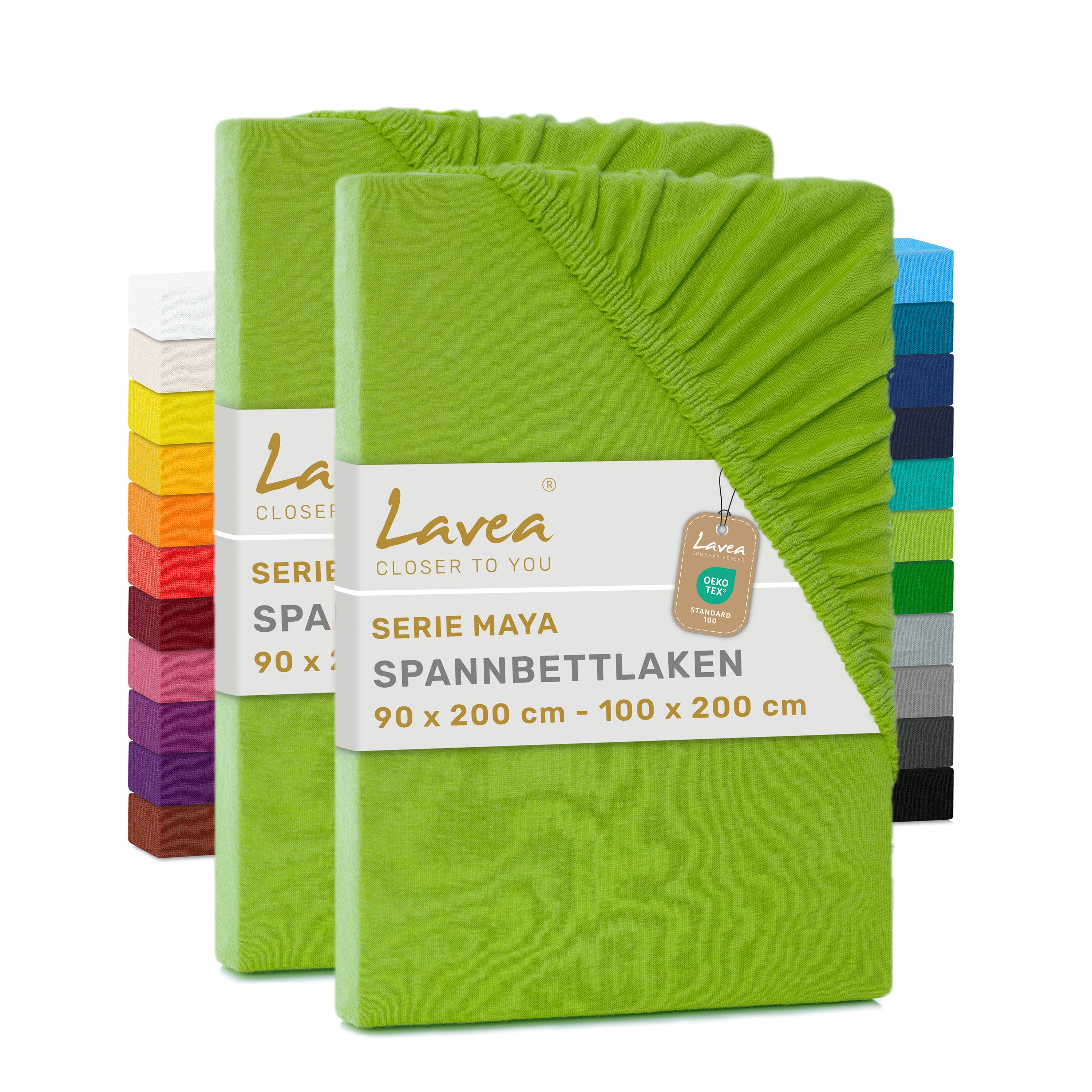 Spannbettlaken Maya, 2er Set, 100% Baumwolle
