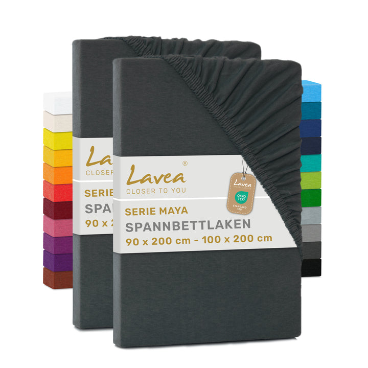 Spannbettlaken Maya, 2er Set, 100% Baumwolle