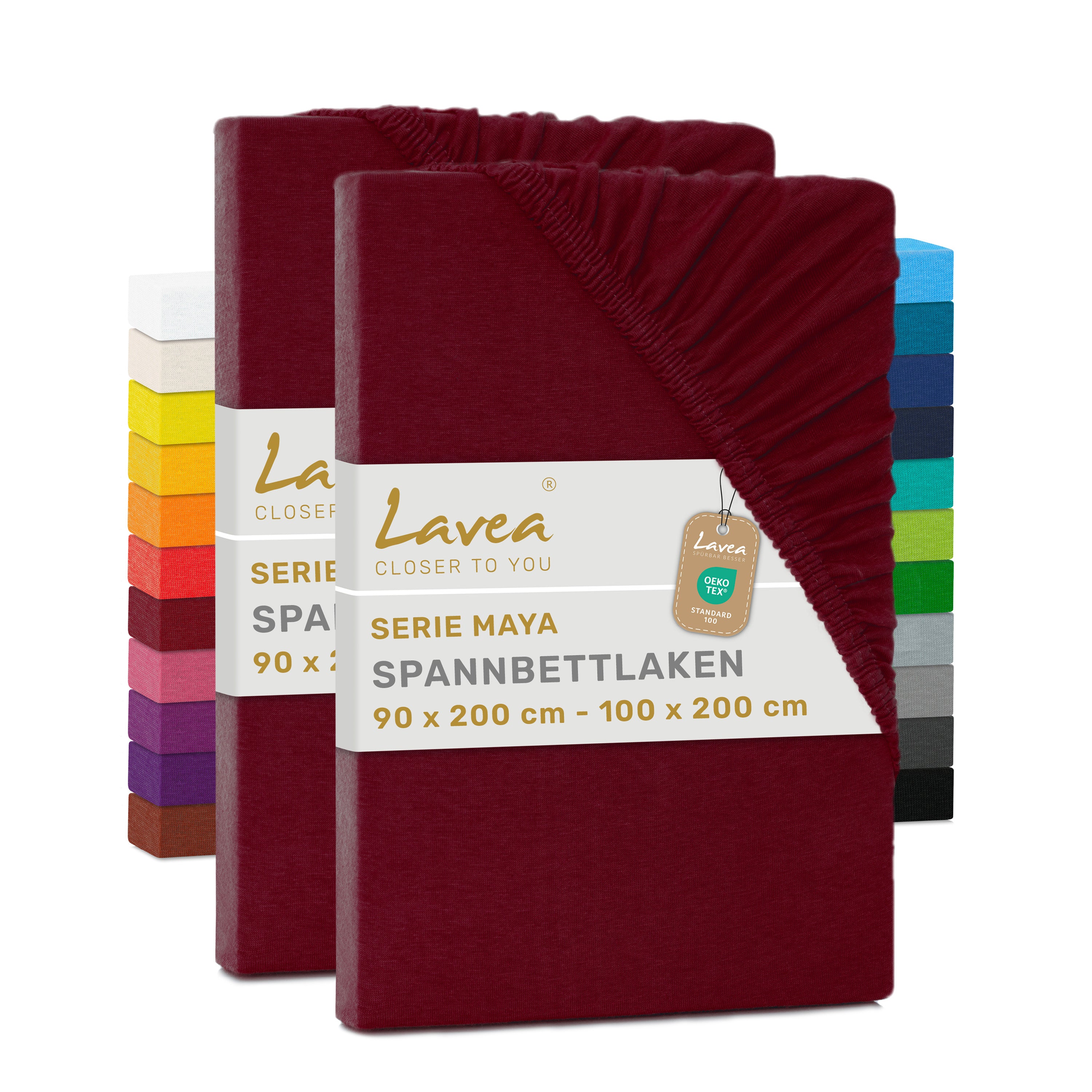 Spannbettlaken Maya, 2er Set, 100% Baumwolle