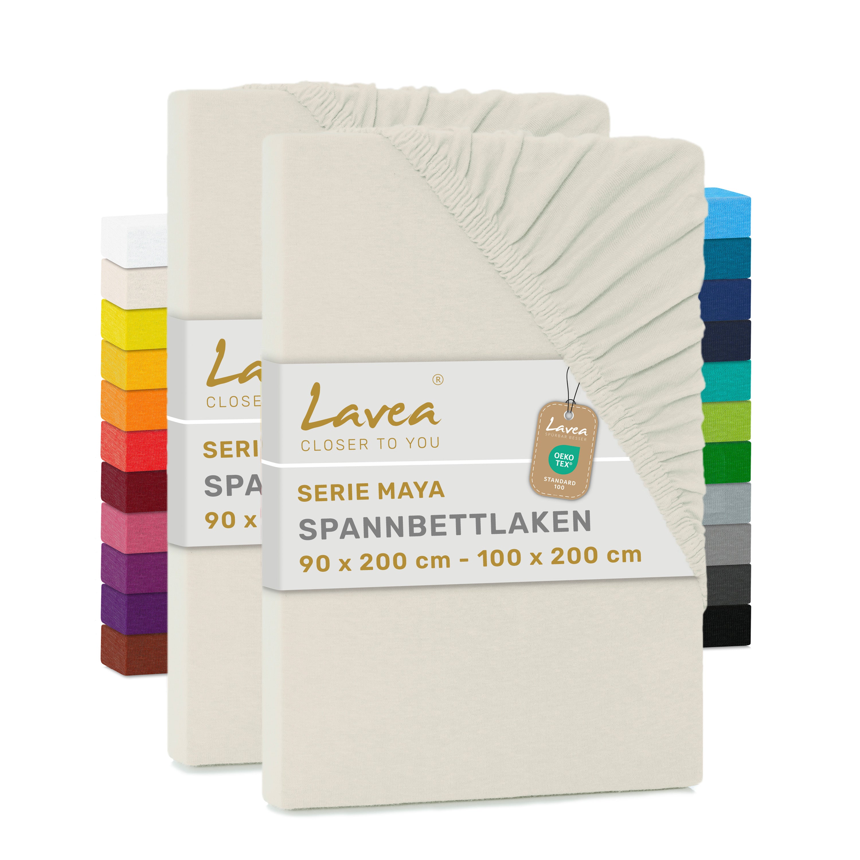 Spannbettlaken Maya, 2er Set, 100% Baumwolle