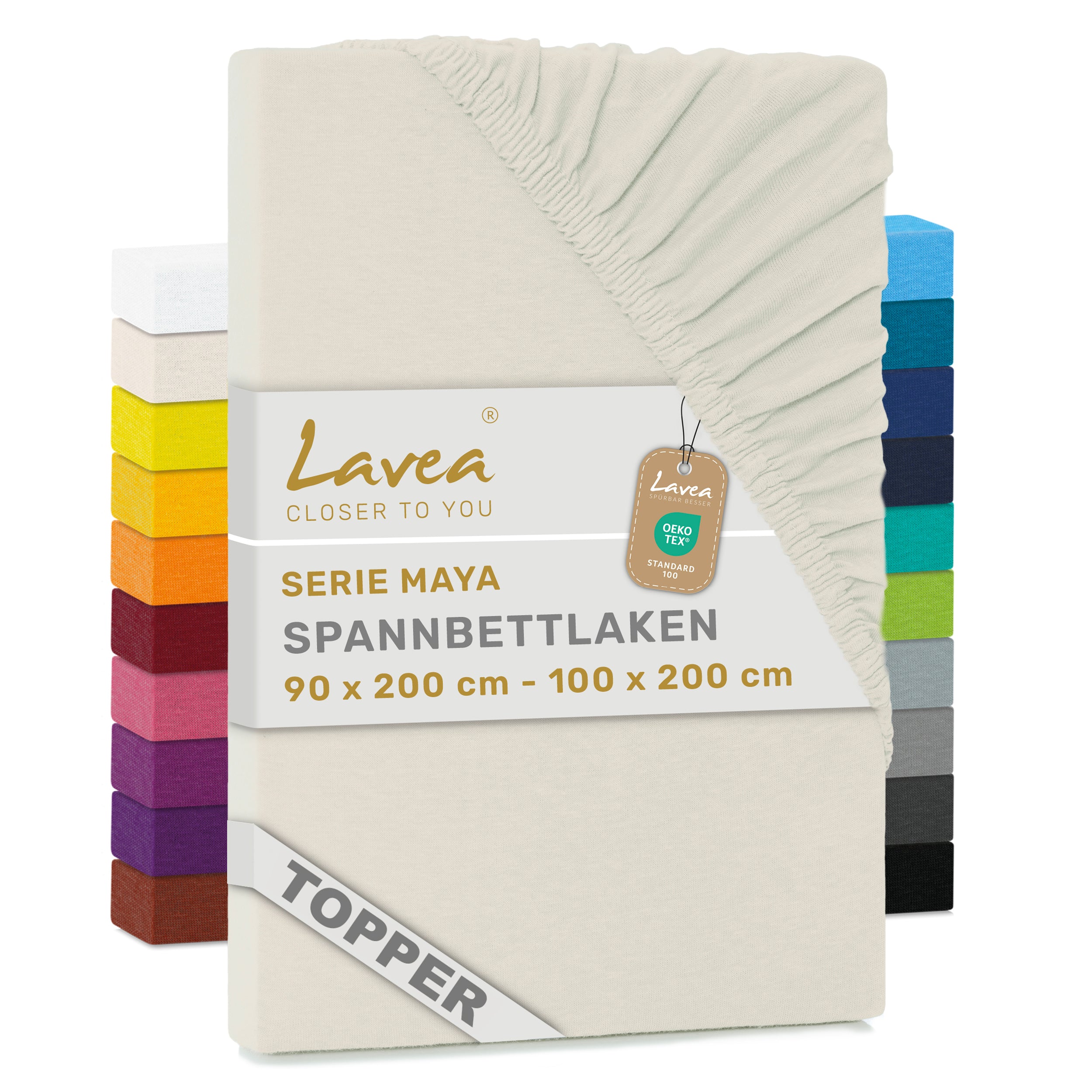 Spannbettlaken Maya für Topper, 100% Baumwolle, Matratzenhöhe bis 10 cm