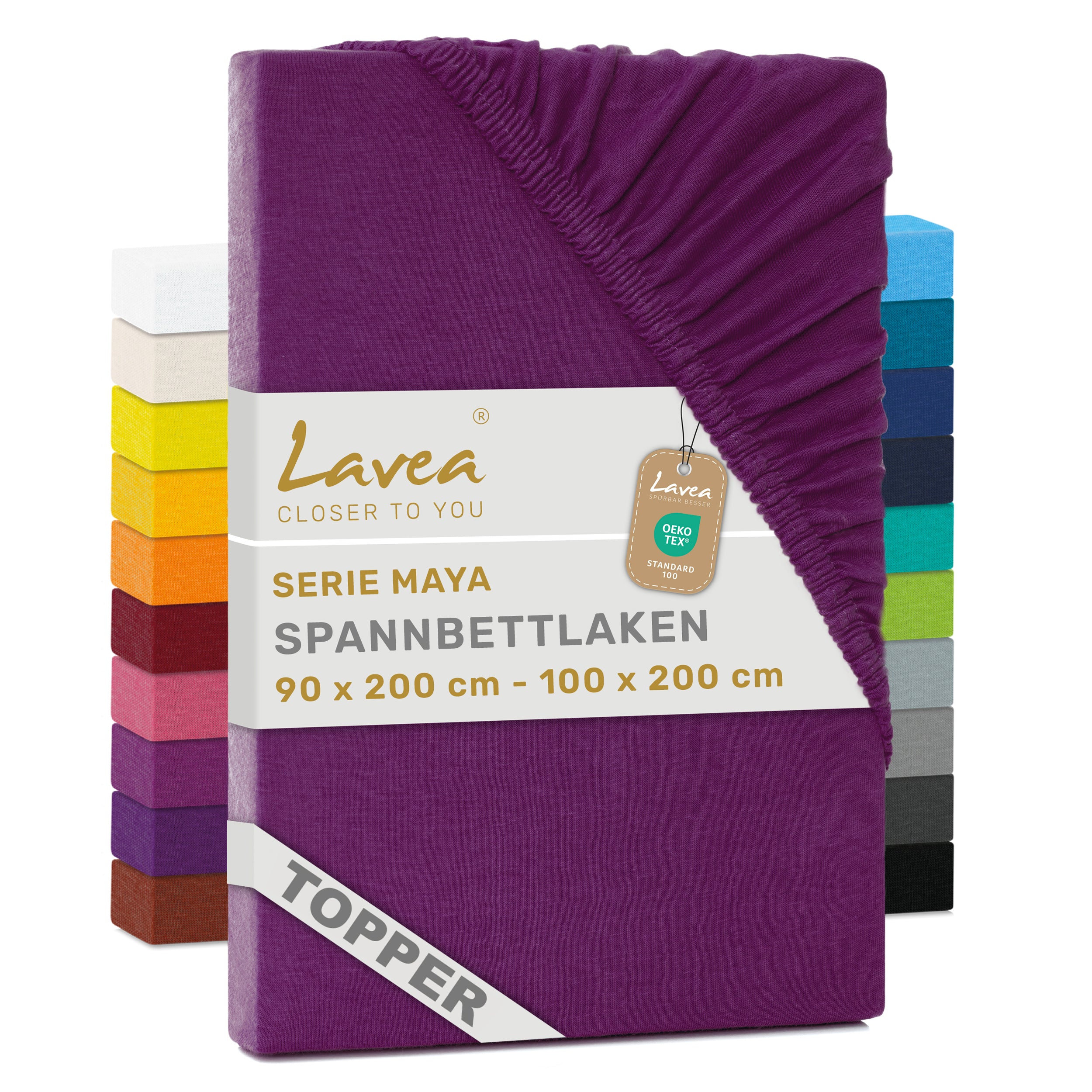 Spannbettlaken Maya für Topper, 100% Baumwolle, Matratzenhöhe bis 10 cm
