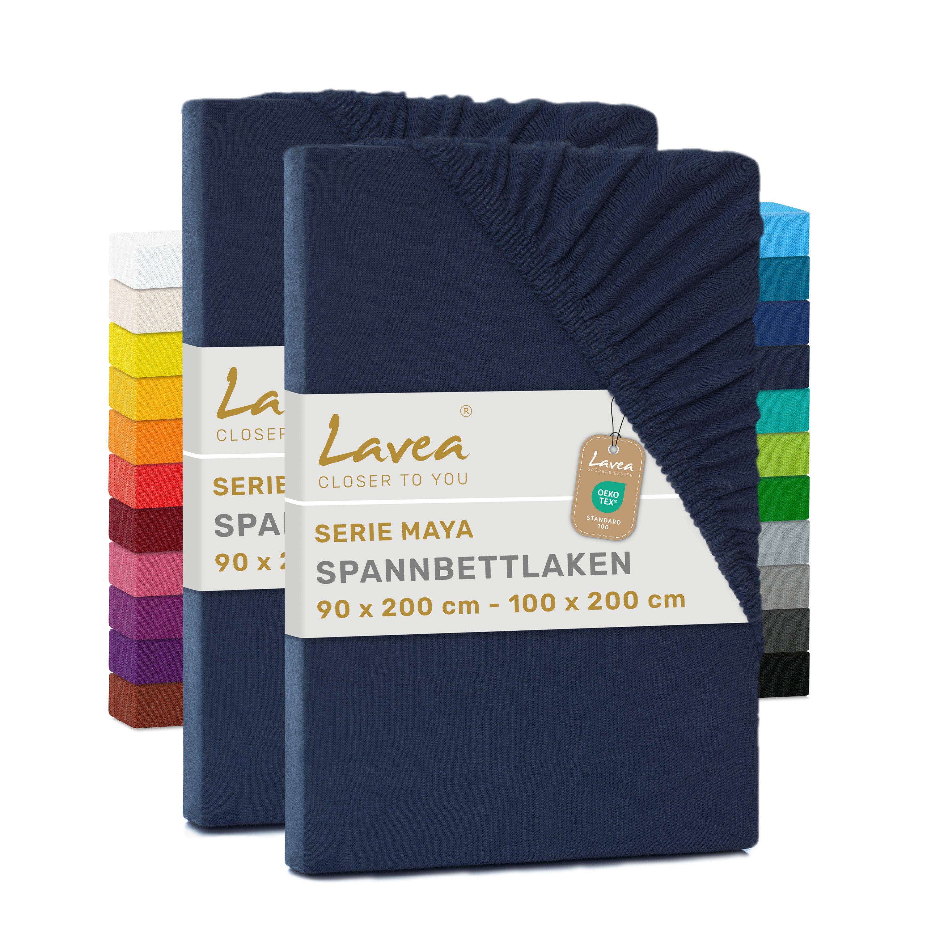 Spannbettlaken Maya, 2er Set, 100% Baumwolle