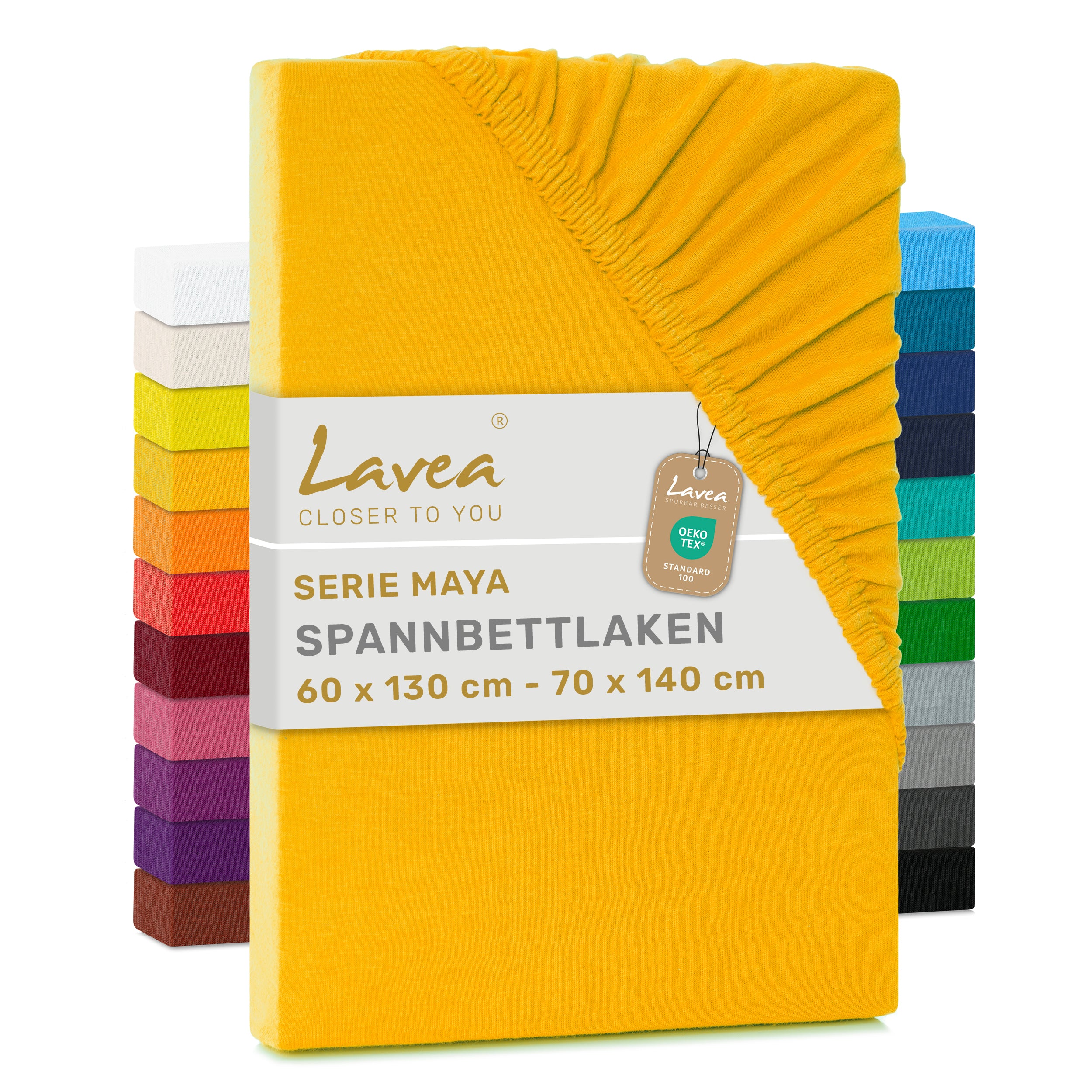 Spannbettlaken Maya aus Baumwolle, mit Rundumgummi, Matratzenhöhe bis 20 cm