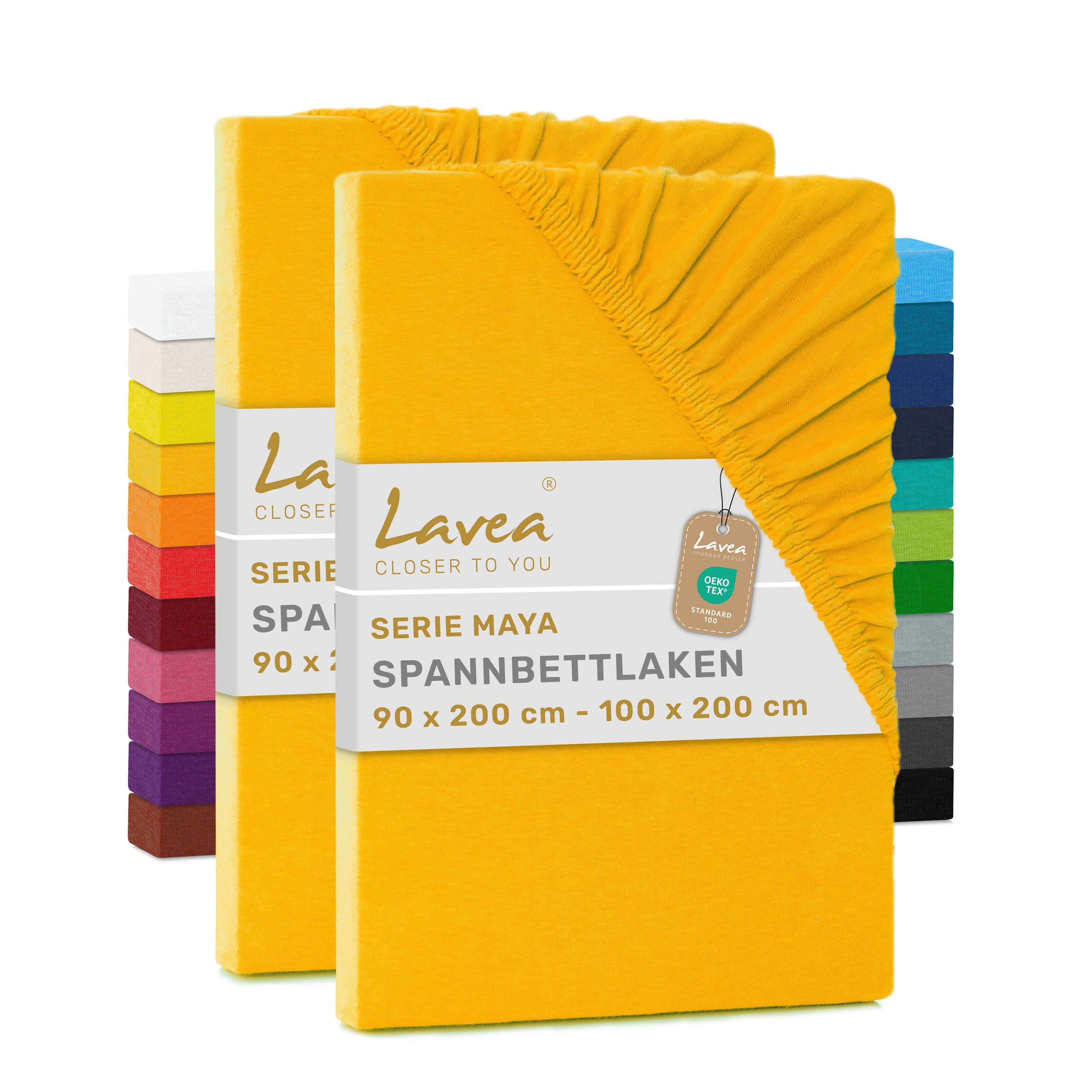 Spannbettlaken Maya, 2er Set, 100% Baumwolle