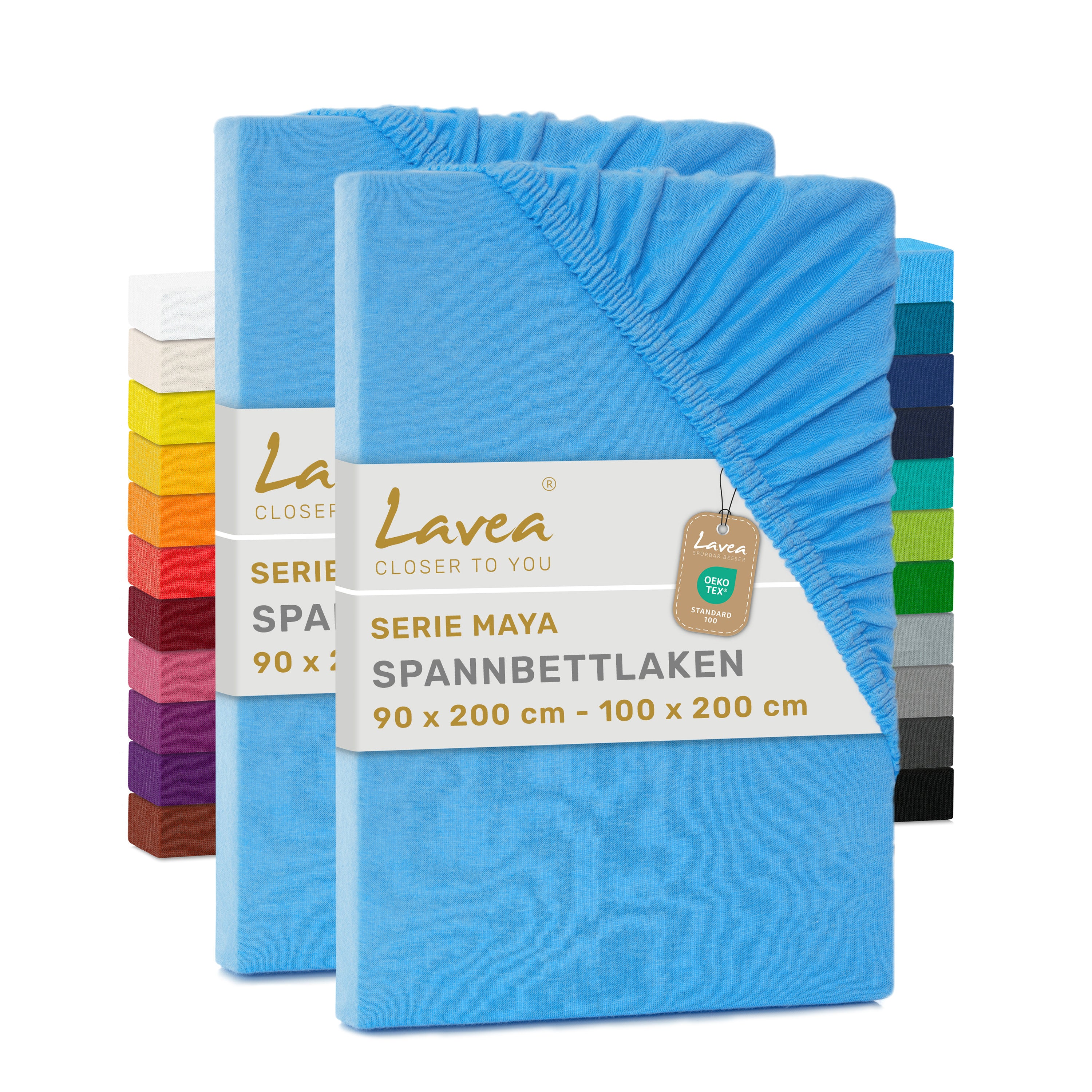 Spannbettlaken Maya, 2er Set, 100% Baumwolle