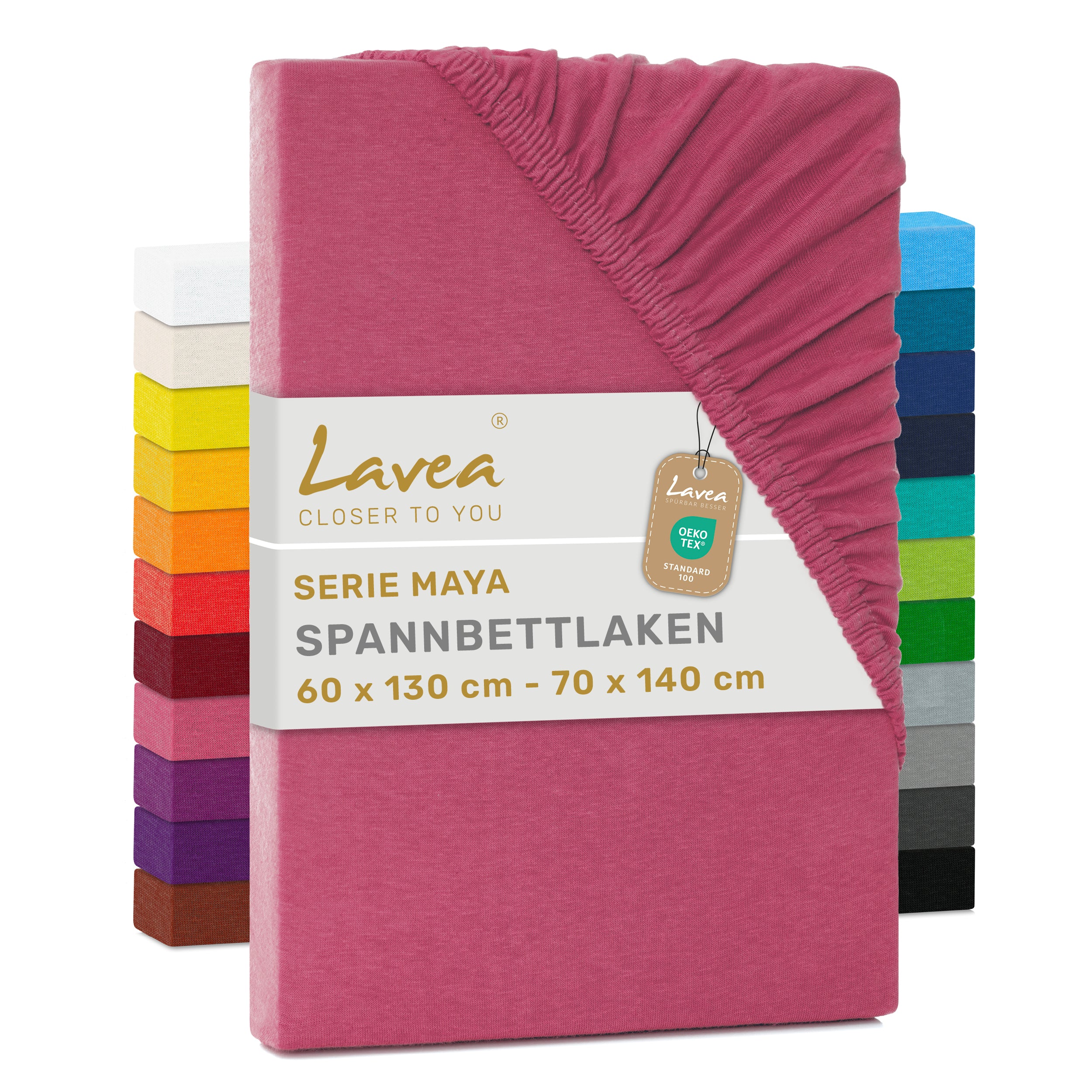 Spannbettlaken Maya aus Baumwolle, mit Rundumgummi, Matratzenhöhe bis 20 cm