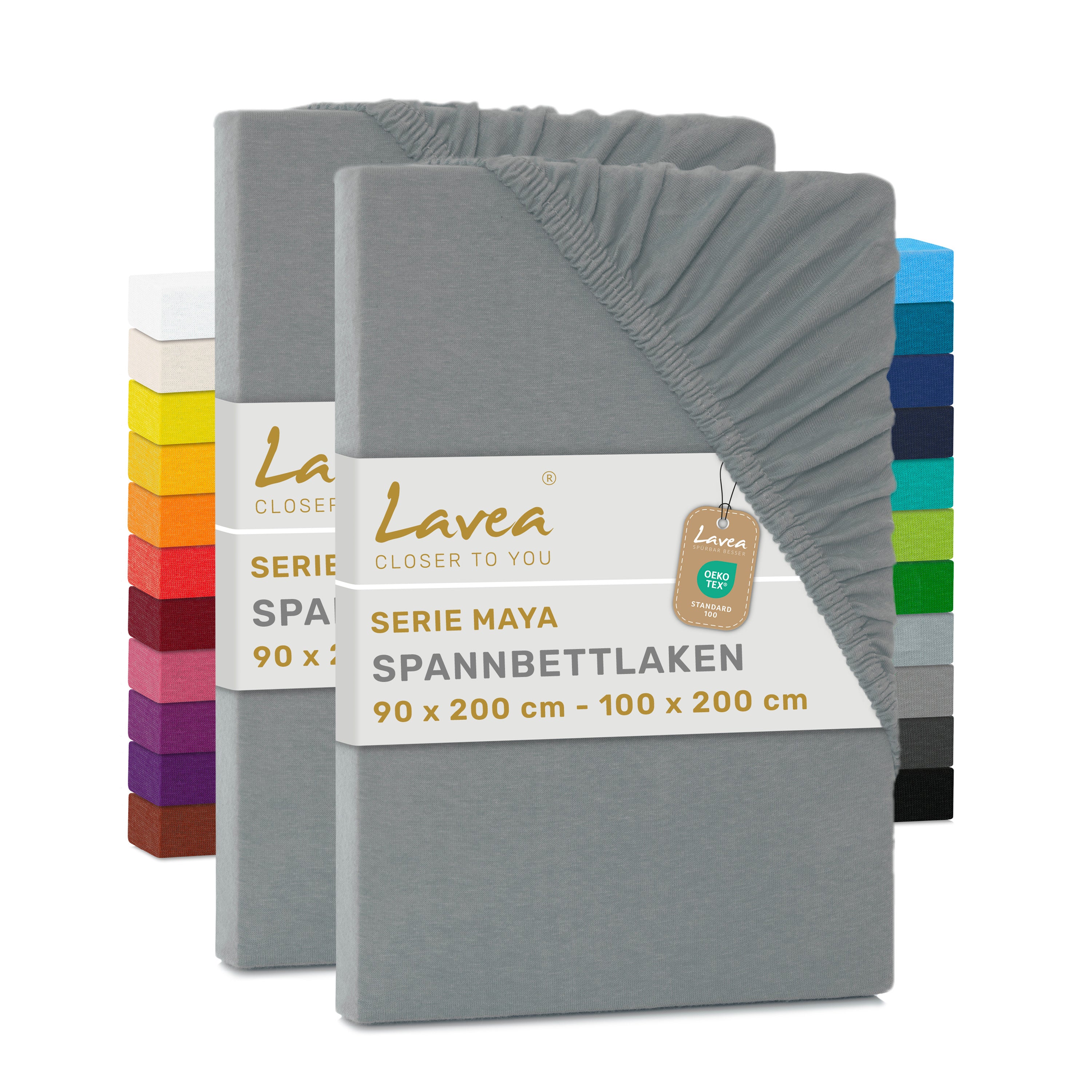Spannbettlaken Maya, 2er Set, 100% Baumwolle