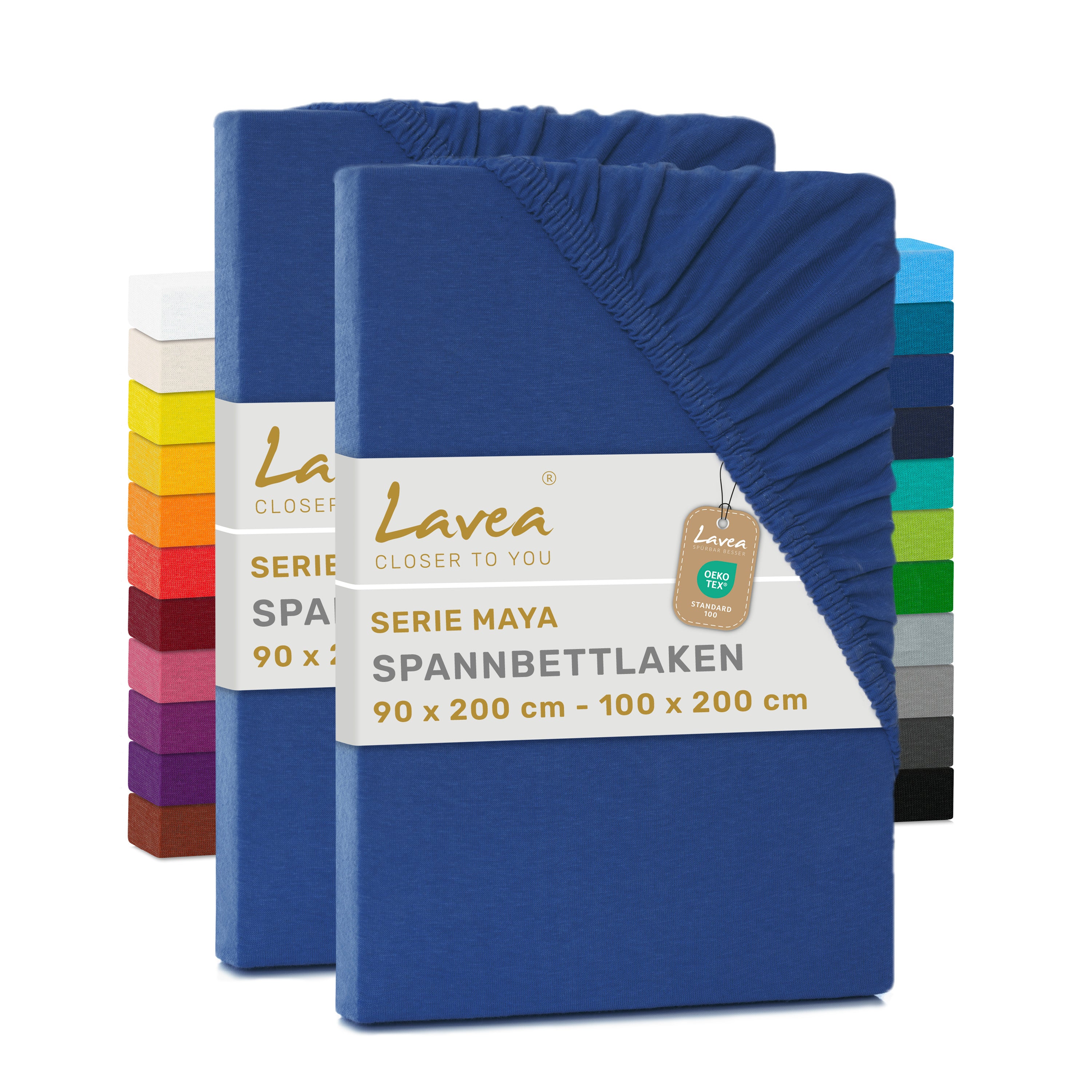 Spannbettlaken Maya, 2er Set, 100% Baumwolle