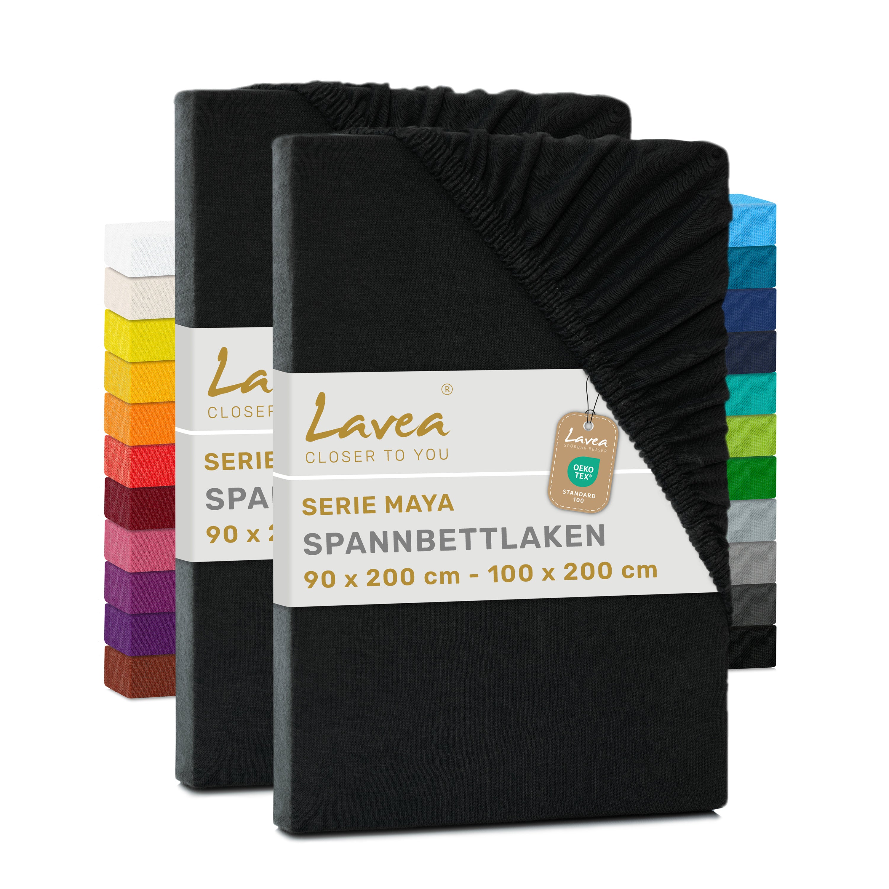 Spannbettlaken Maya, 2er Set, 100% Baumwolle