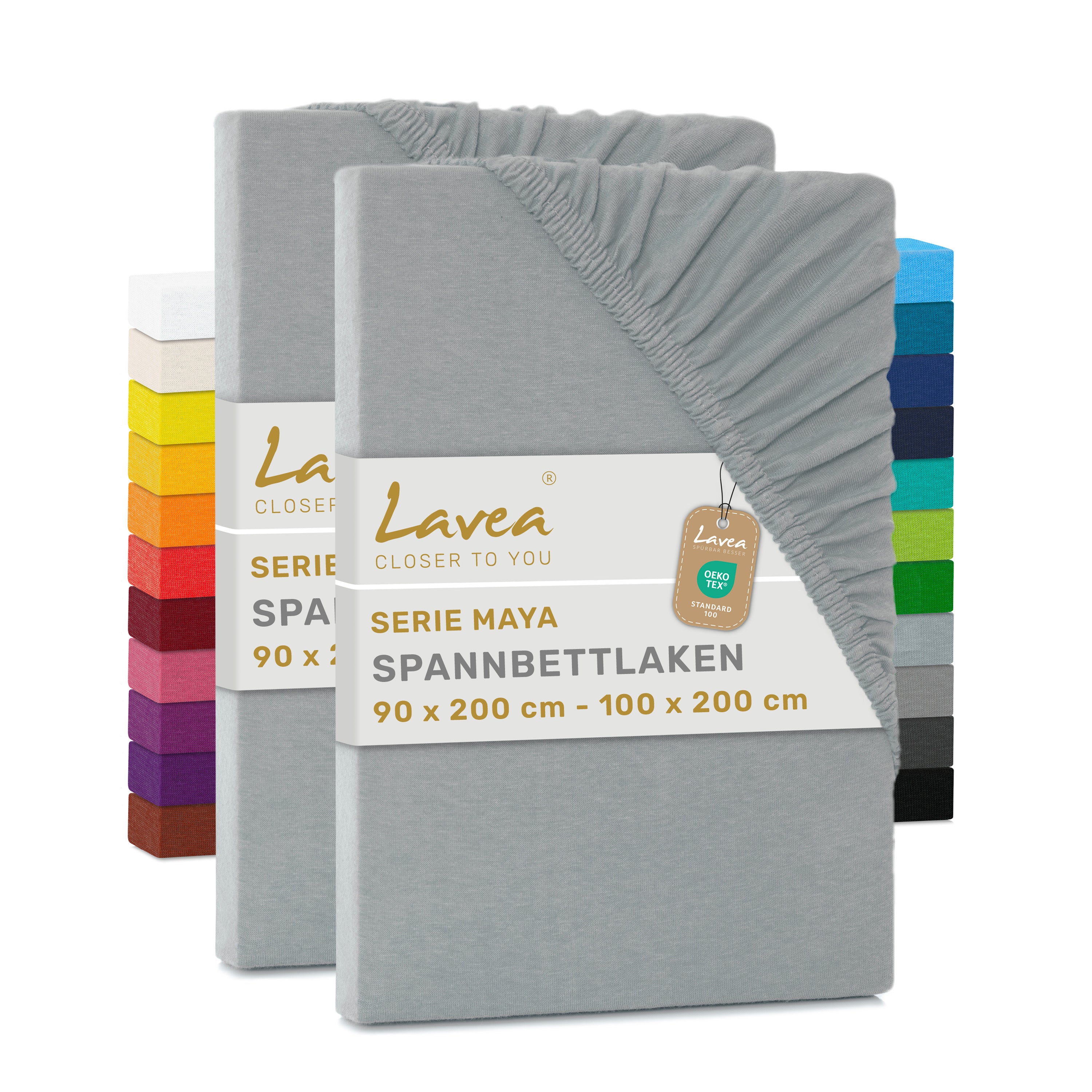 Spannbettlaken Maya, 2er Set, 100% Baumwolle