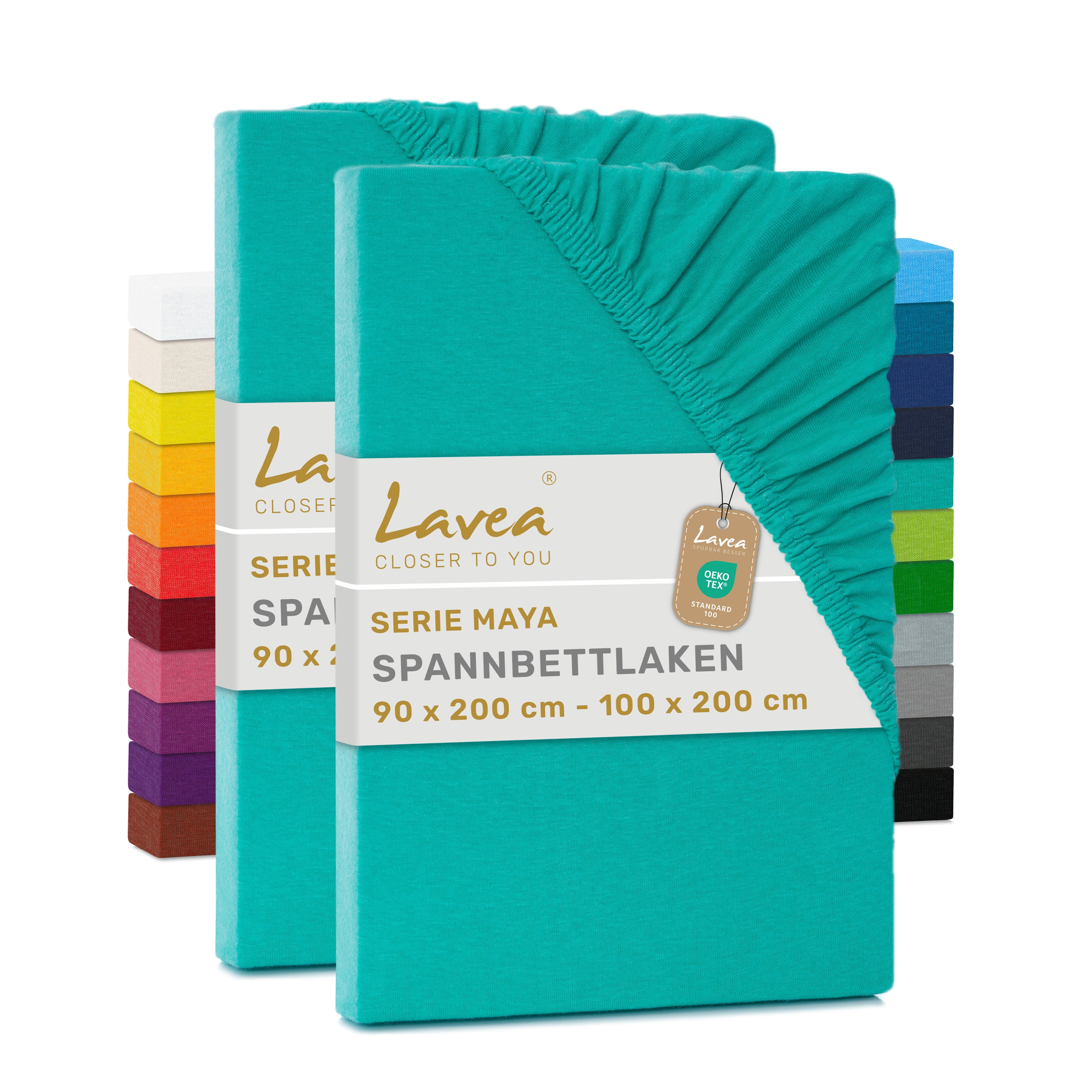 Spannbettlaken Maya, 2er Set, 100% Baumwolle