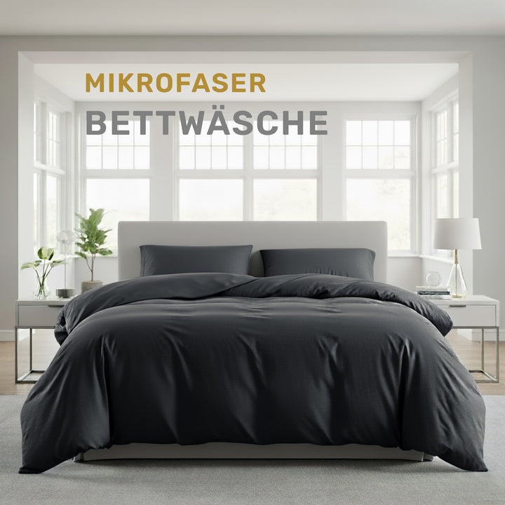 Bettwäsche-Set Mikrofaser mit Reißverschluss