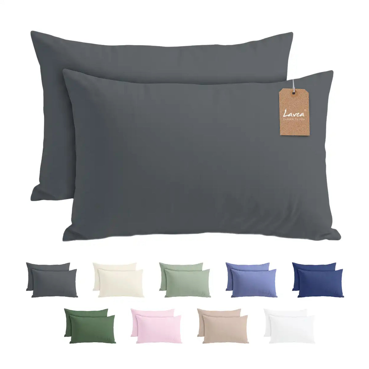 Lavea® 2er Set Kissenbezug – Kopfkissenbezug 100% Mikrofaser