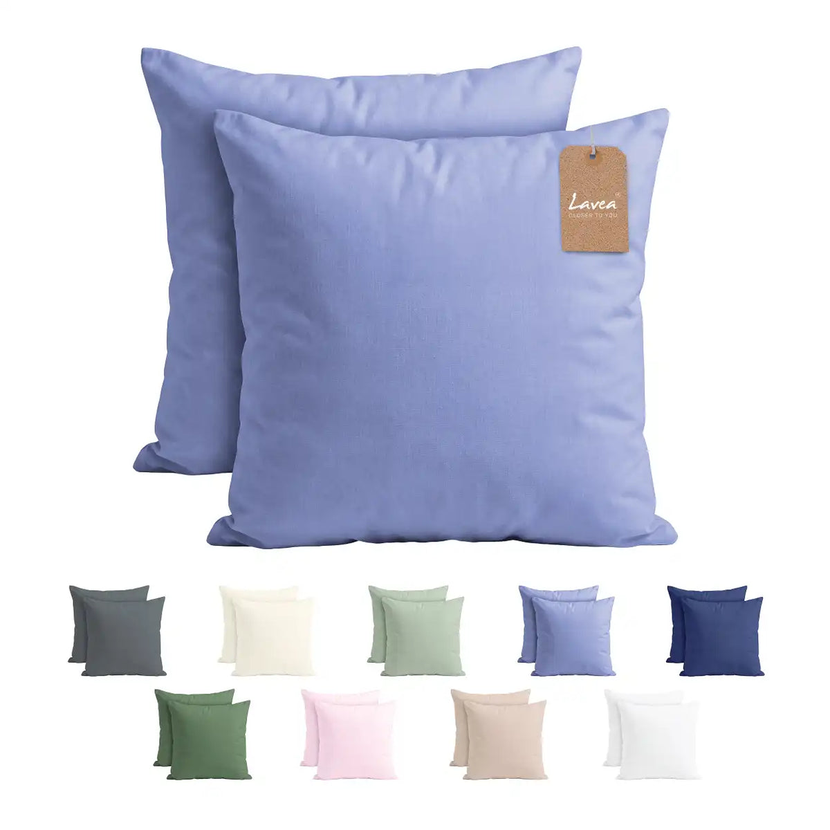 Lavea® 2er Set Kissenbezug – Kopfkissenbezug 100% Mikrofaser