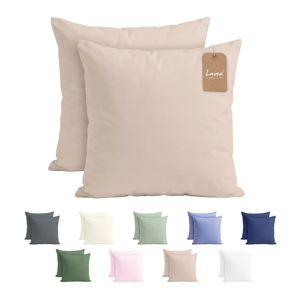 Lavea® 2er Set Kissenbezug – Kopfkissenbezug 100% Mikrofaser